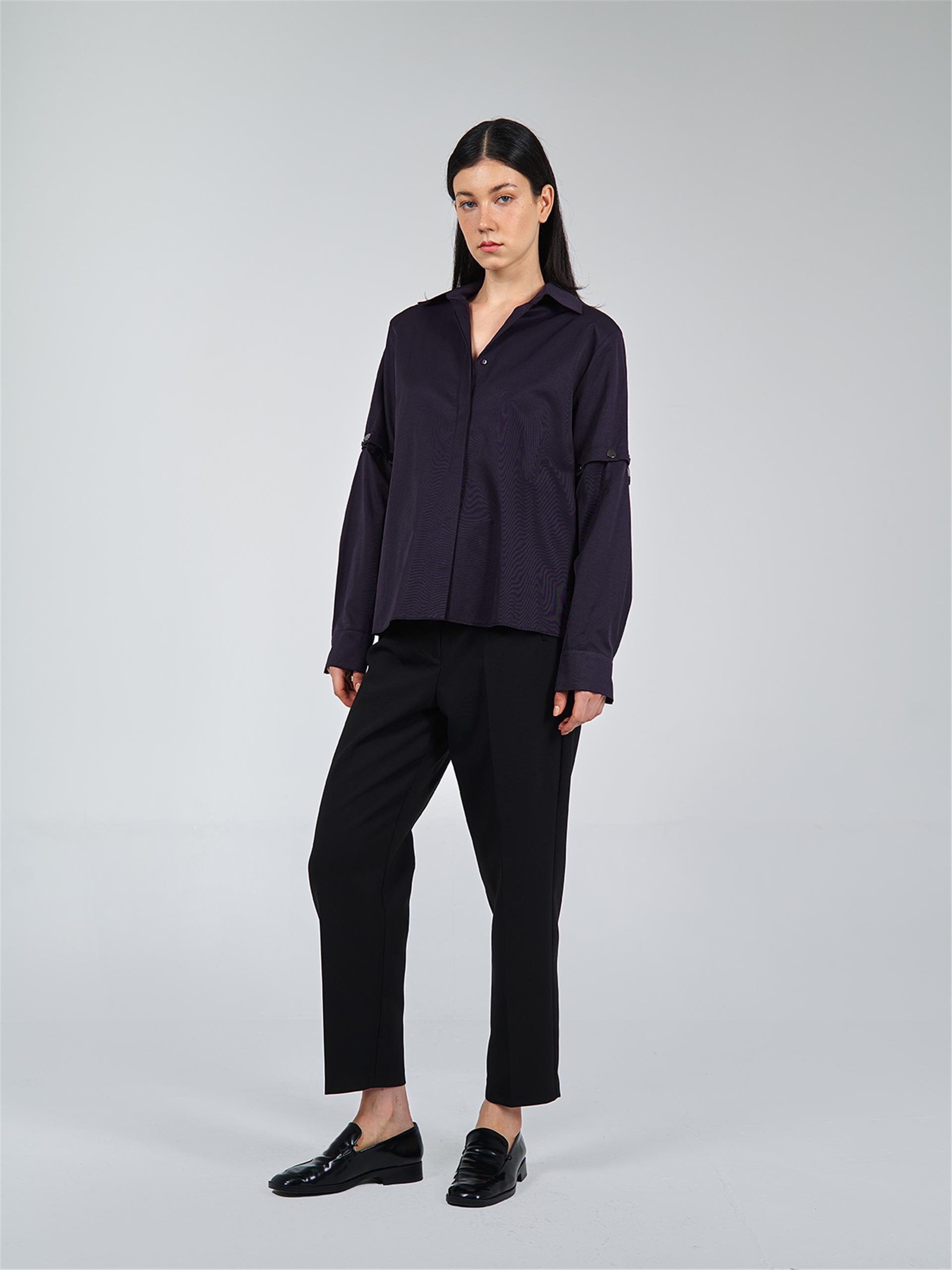 080508 LONG SLEEVE BLOUSE WITH PRESS BUTTON DETAIL
