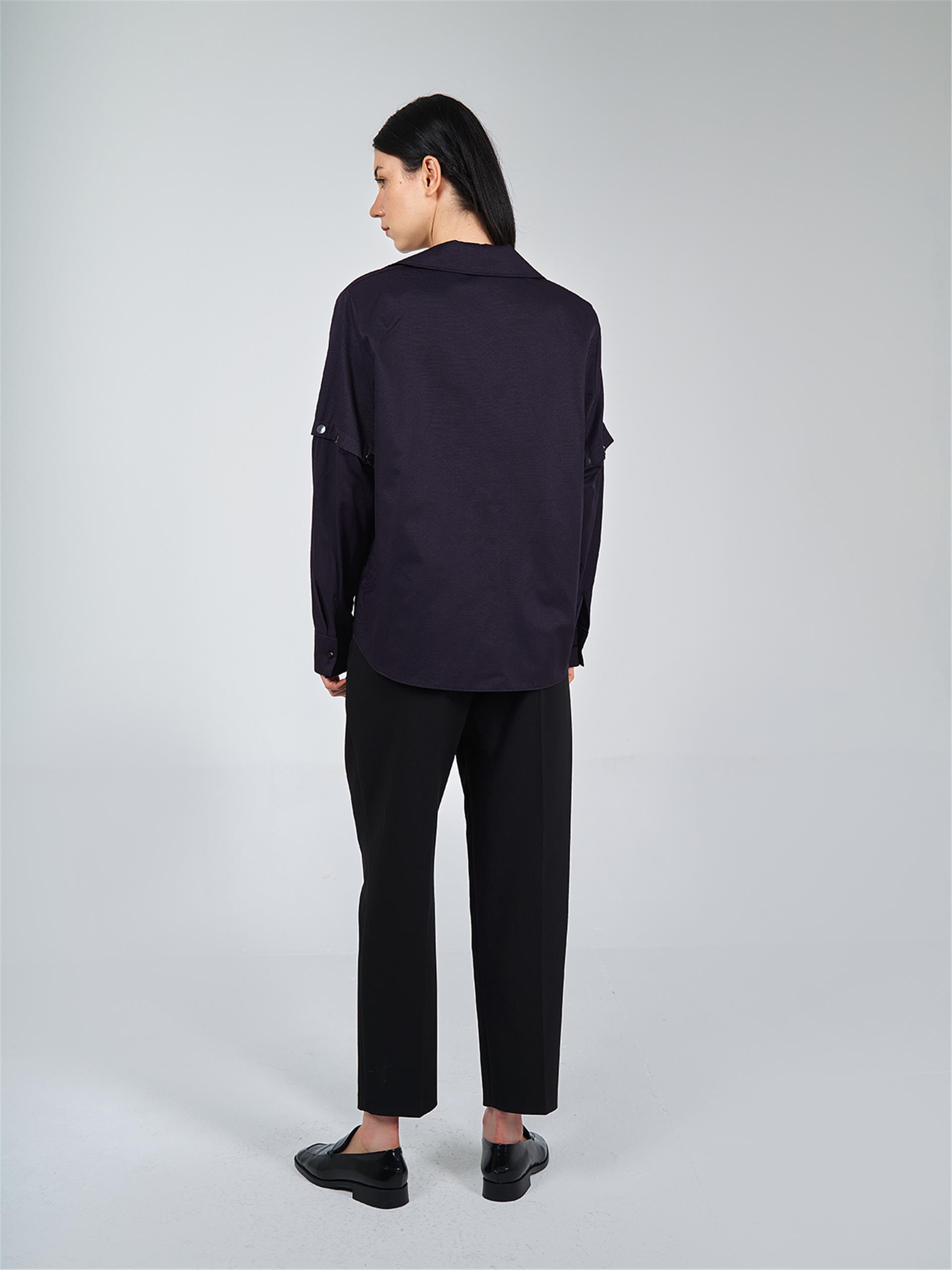 080508 LONG SLEEVE BLOUSE WITH PRESS BUTTON DETAIL