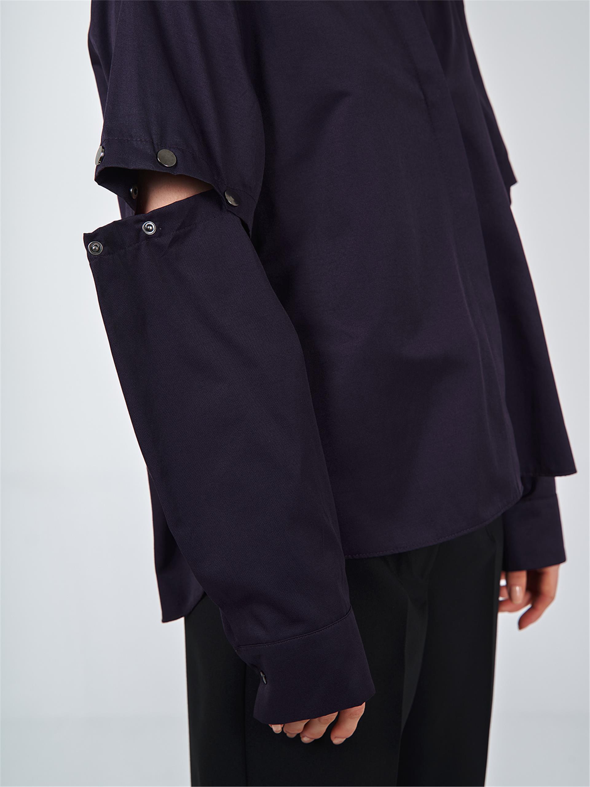 080508 LONG SLEEVE BLOUSE WITH PRESS BUTTON DETAIL