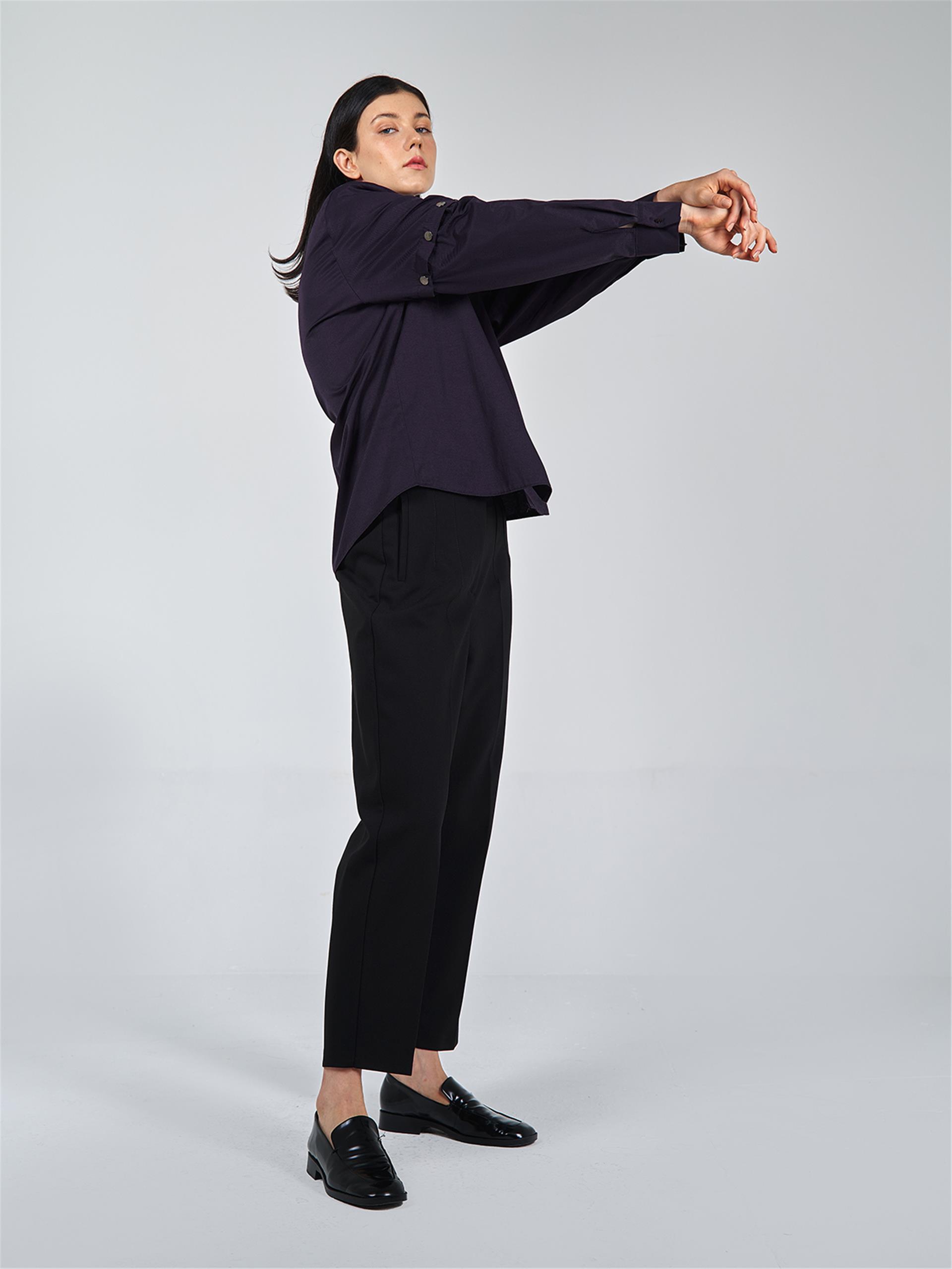 080508 LONG SLEEVE BLOUSE WITH PRESS BUTTON DETAIL