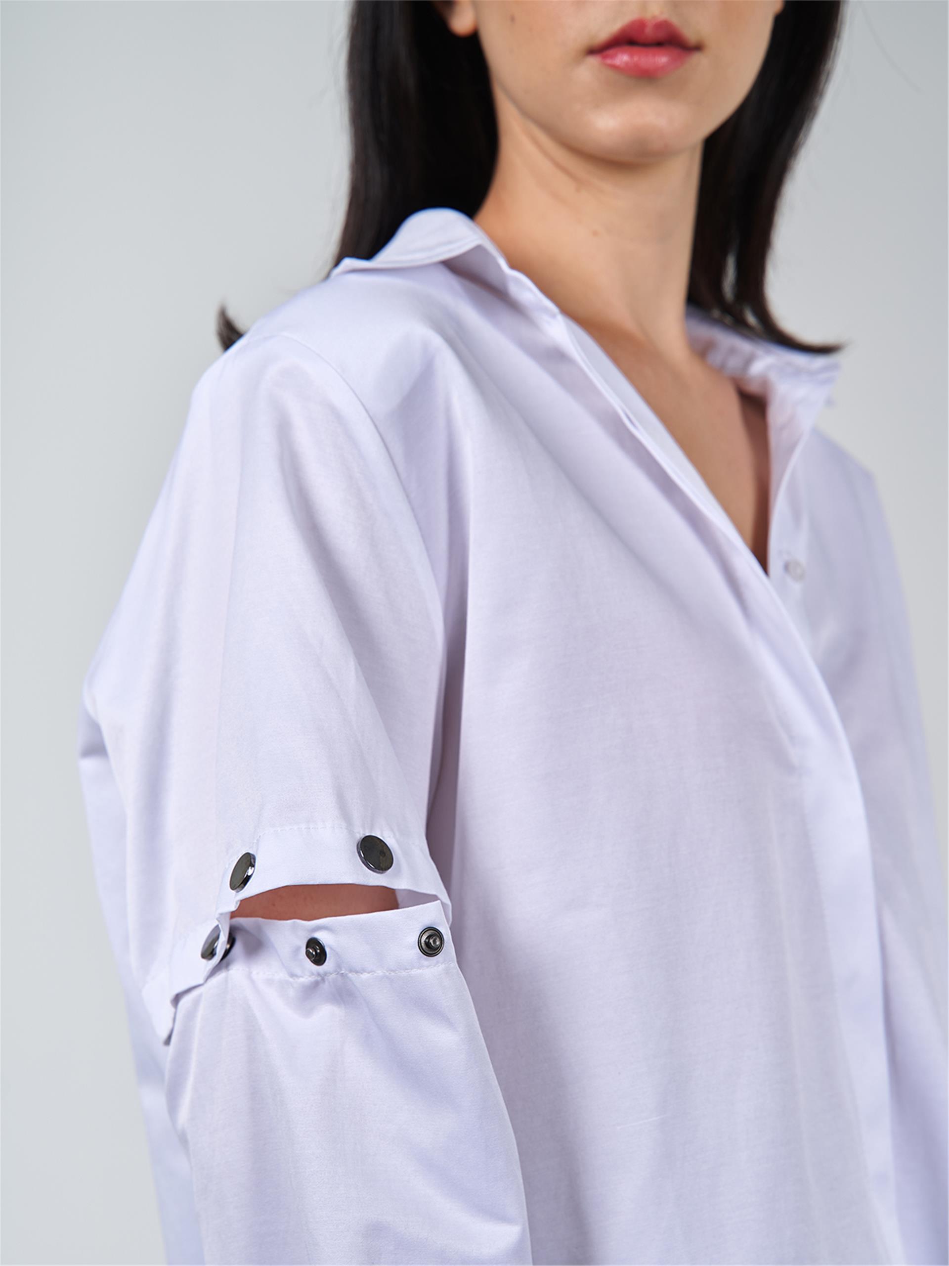 080508 LONG SLEEVE BLOUSE WITH PRESS BUTTON DETAIL