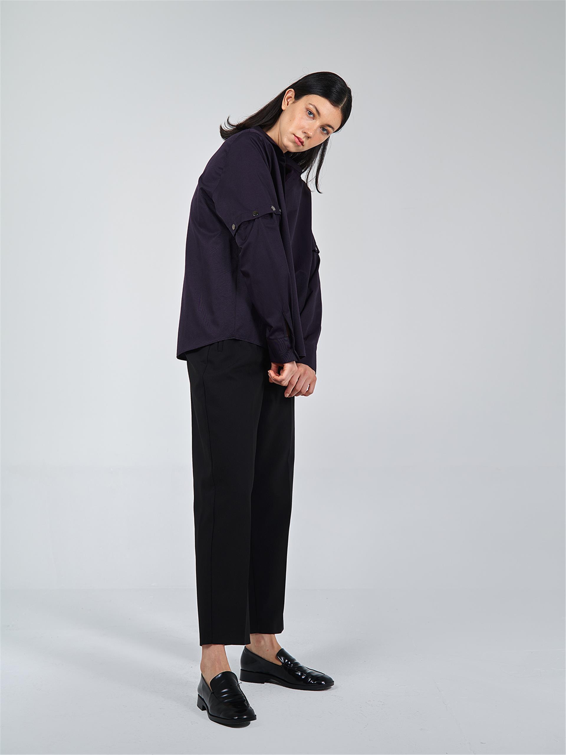 080508 LONG SLEEVE BLOUSE WITH PRESS BUTTON DETAIL