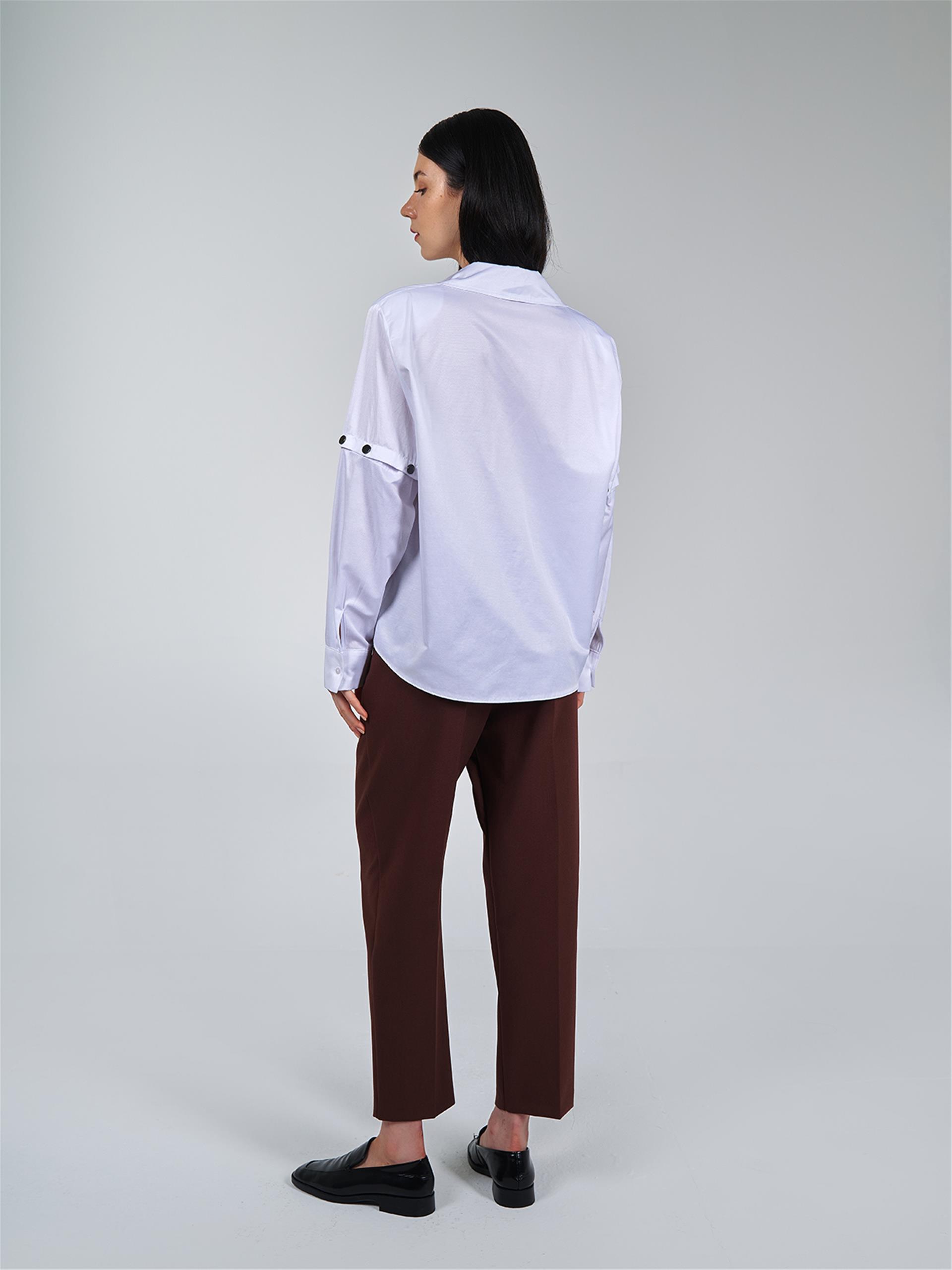 080508 LONG SLEEVE BLOUSE WITH PRESS BUTTON DETAIL