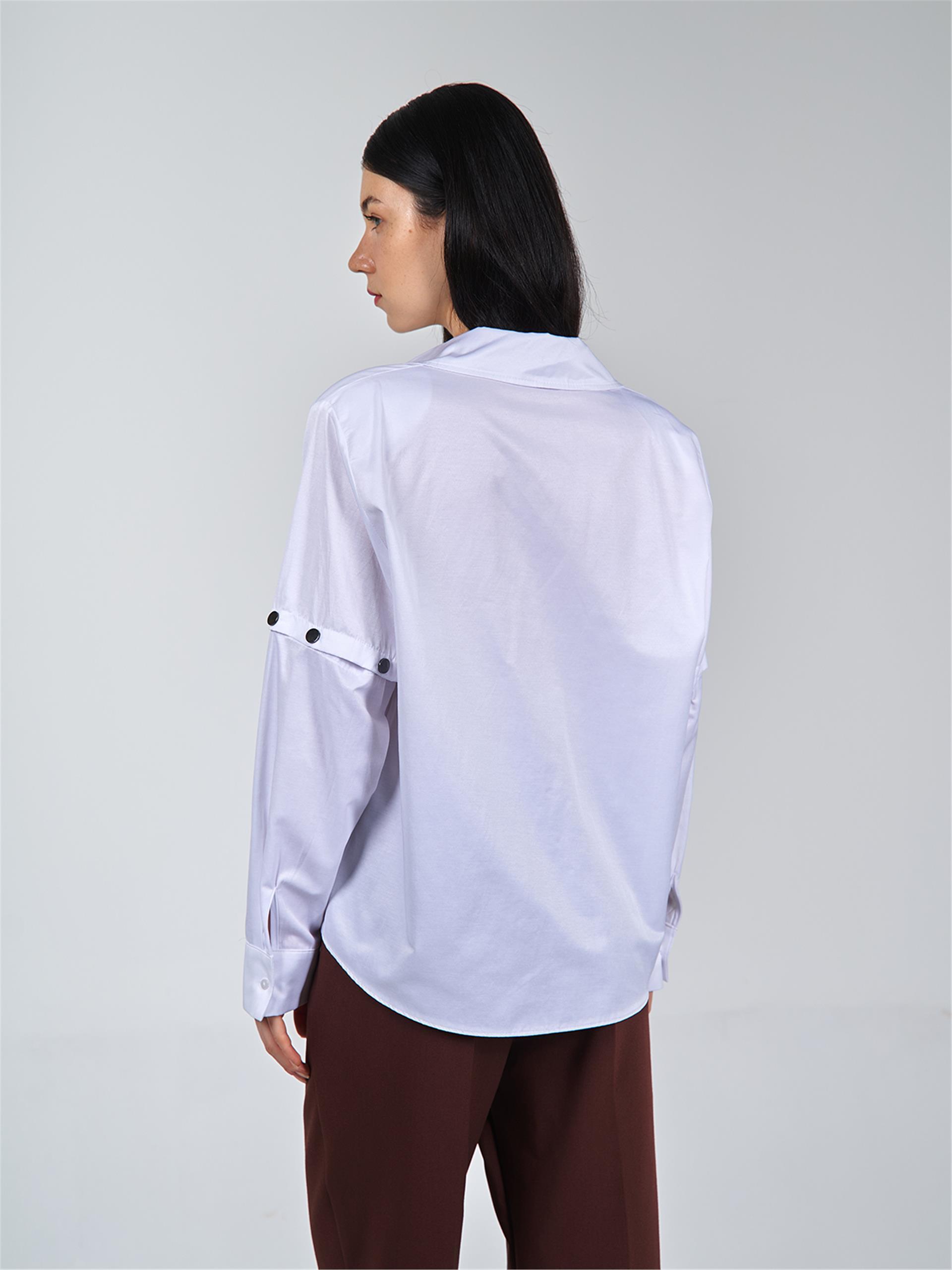 080508 LONG SLEEVE BLOUSE WITH PRESS BUTTON DETAIL