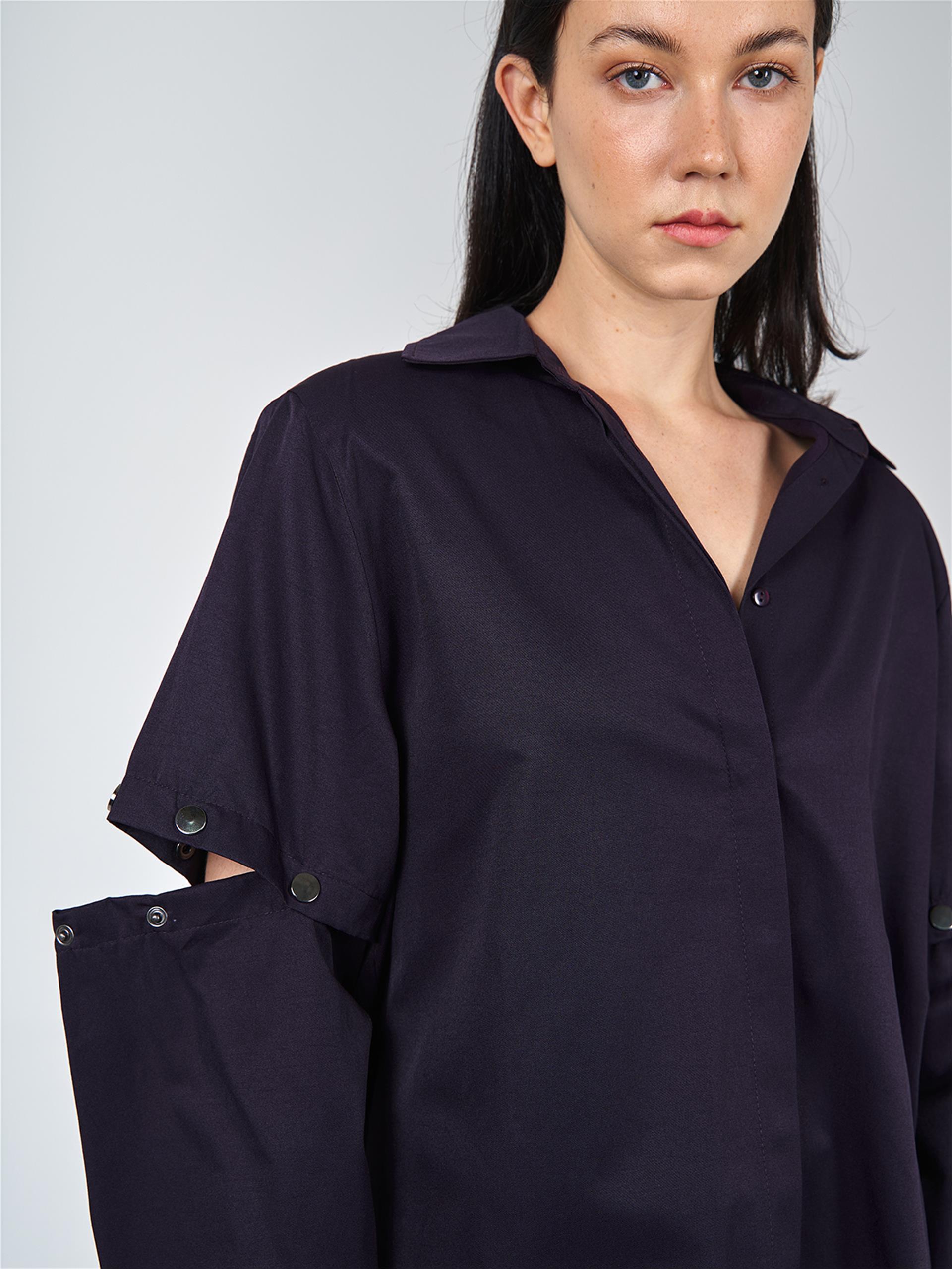 080508 LONG SLEEVE BLOUSE WITH PRESS BUTTON DETAIL