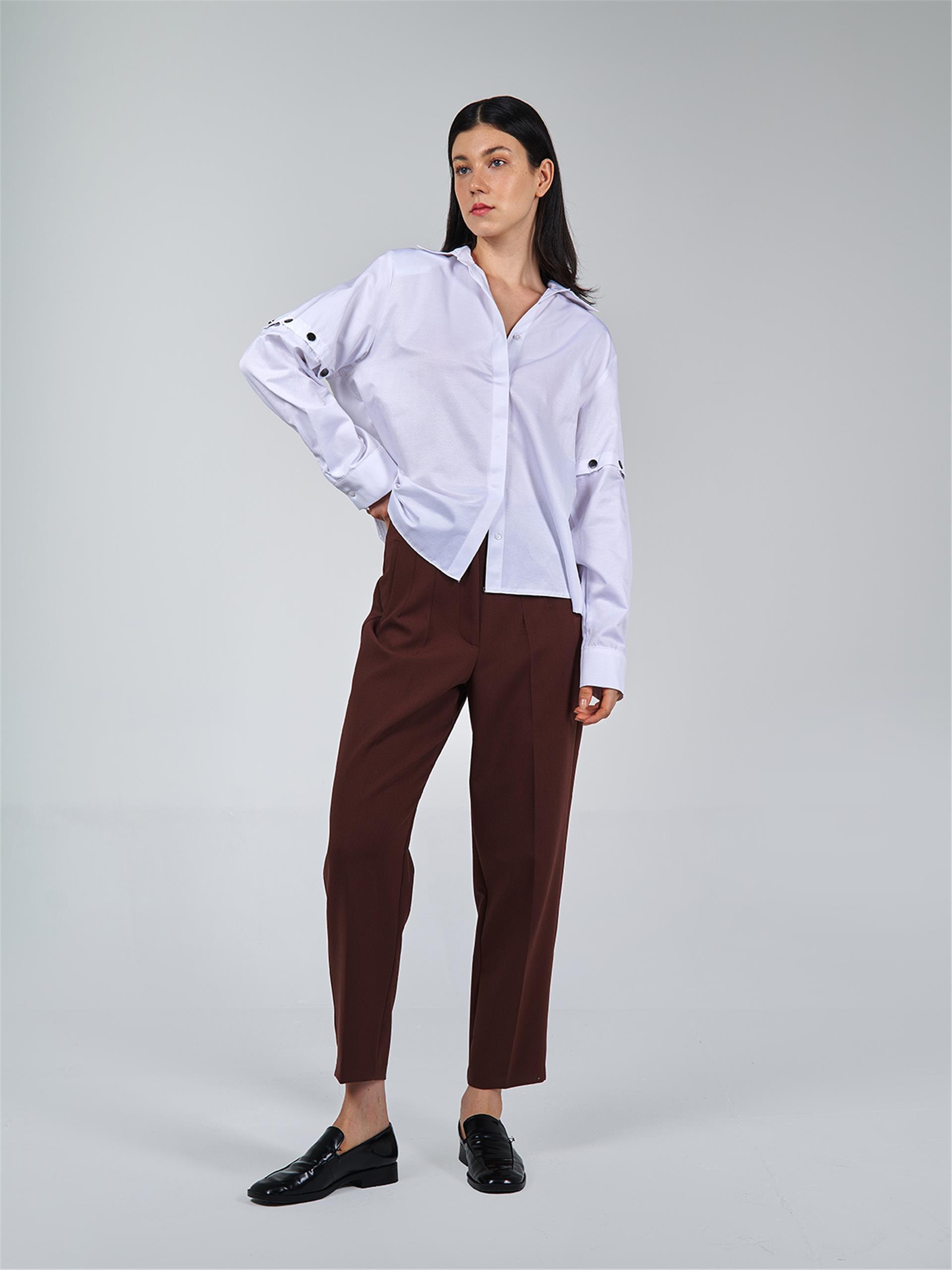 080508 LONG SLEEVE BLOUSE WITH PRESS BUTTON DETAIL