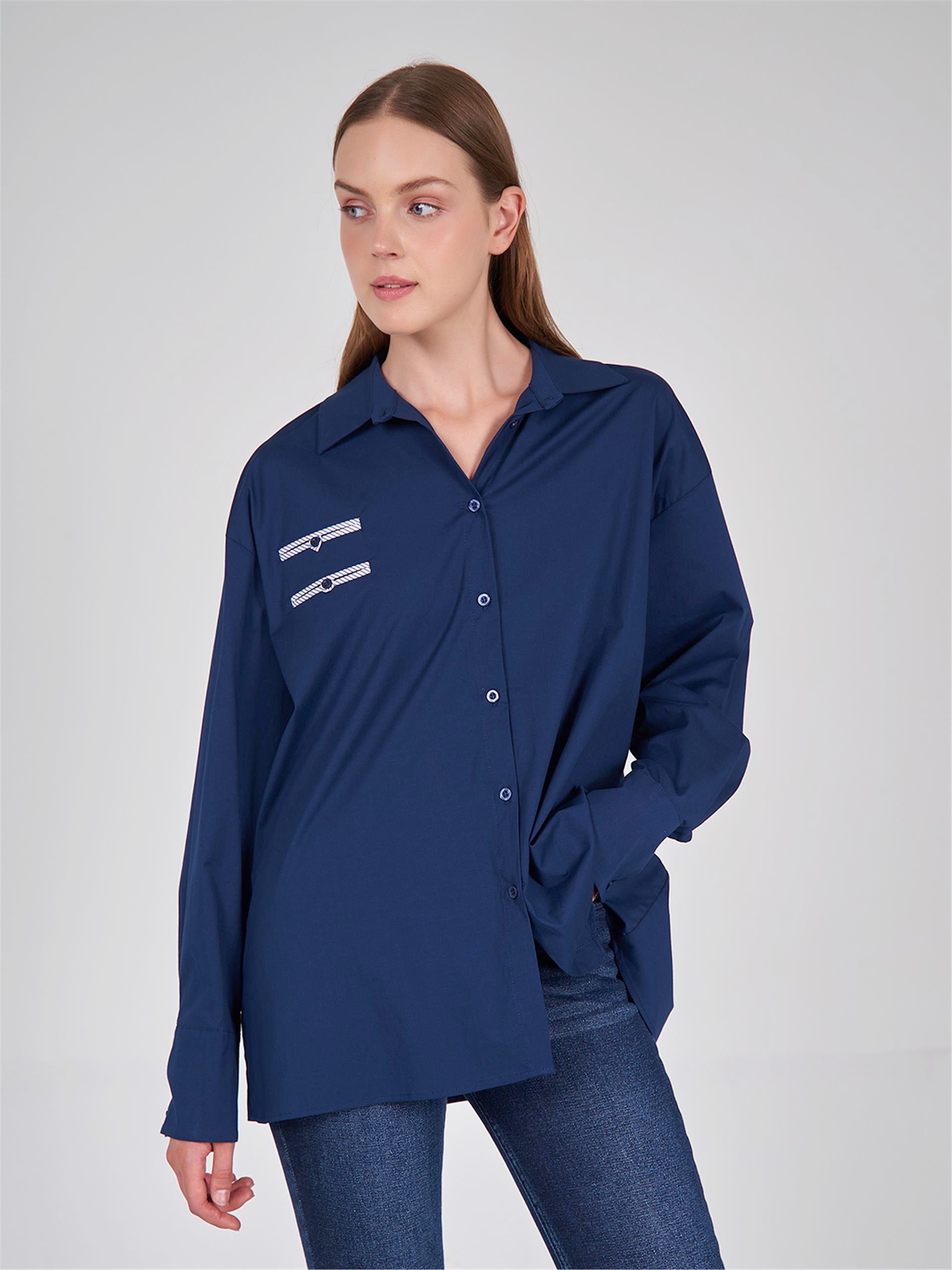 080521 OVERSIZED SHIRT WITH CONTRAST PIPING POCKET DETAIL 080504