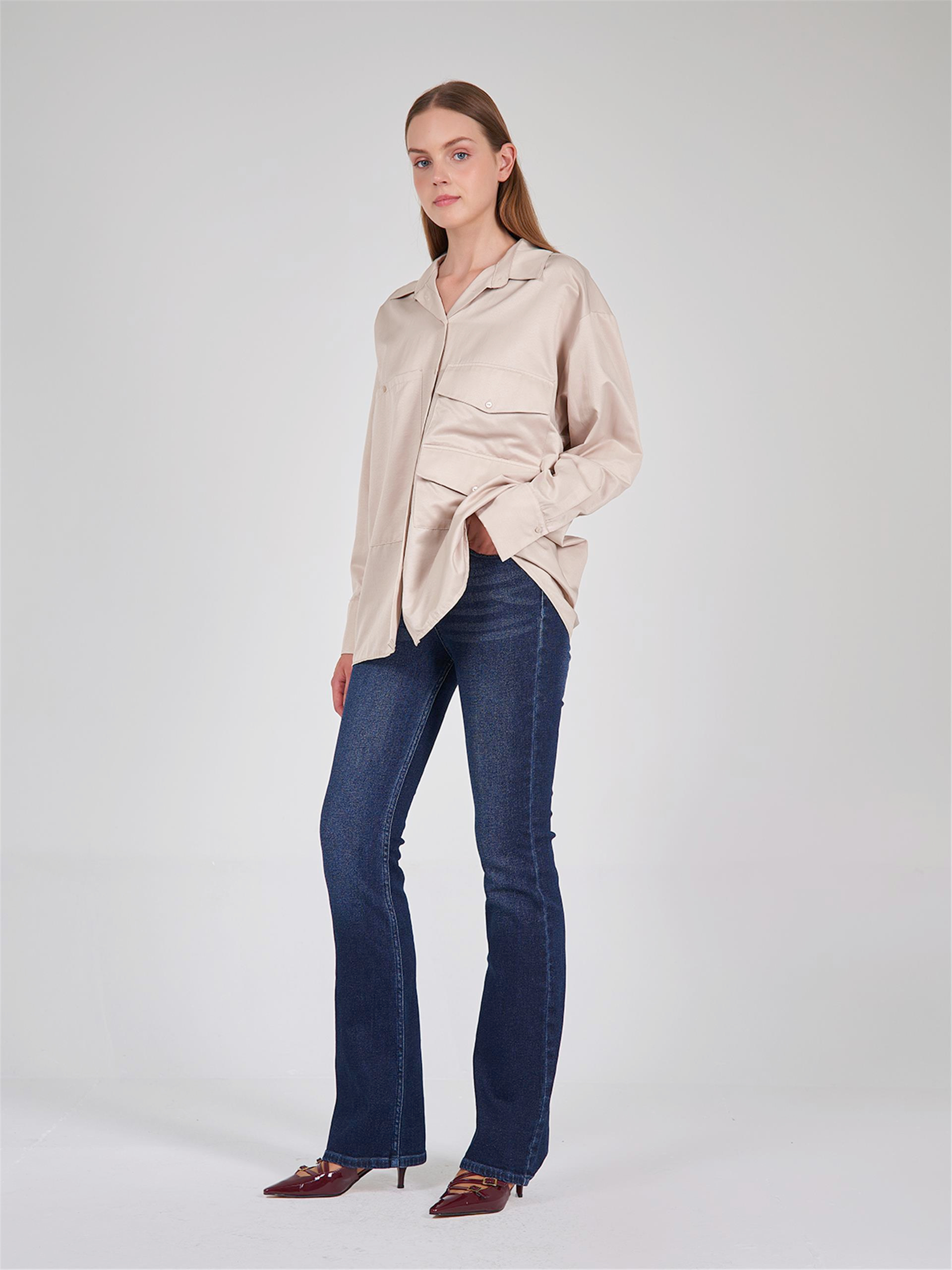 080523 OVERSIZED SHIRT WITH BIG DOUBLE POCKET DETAIL