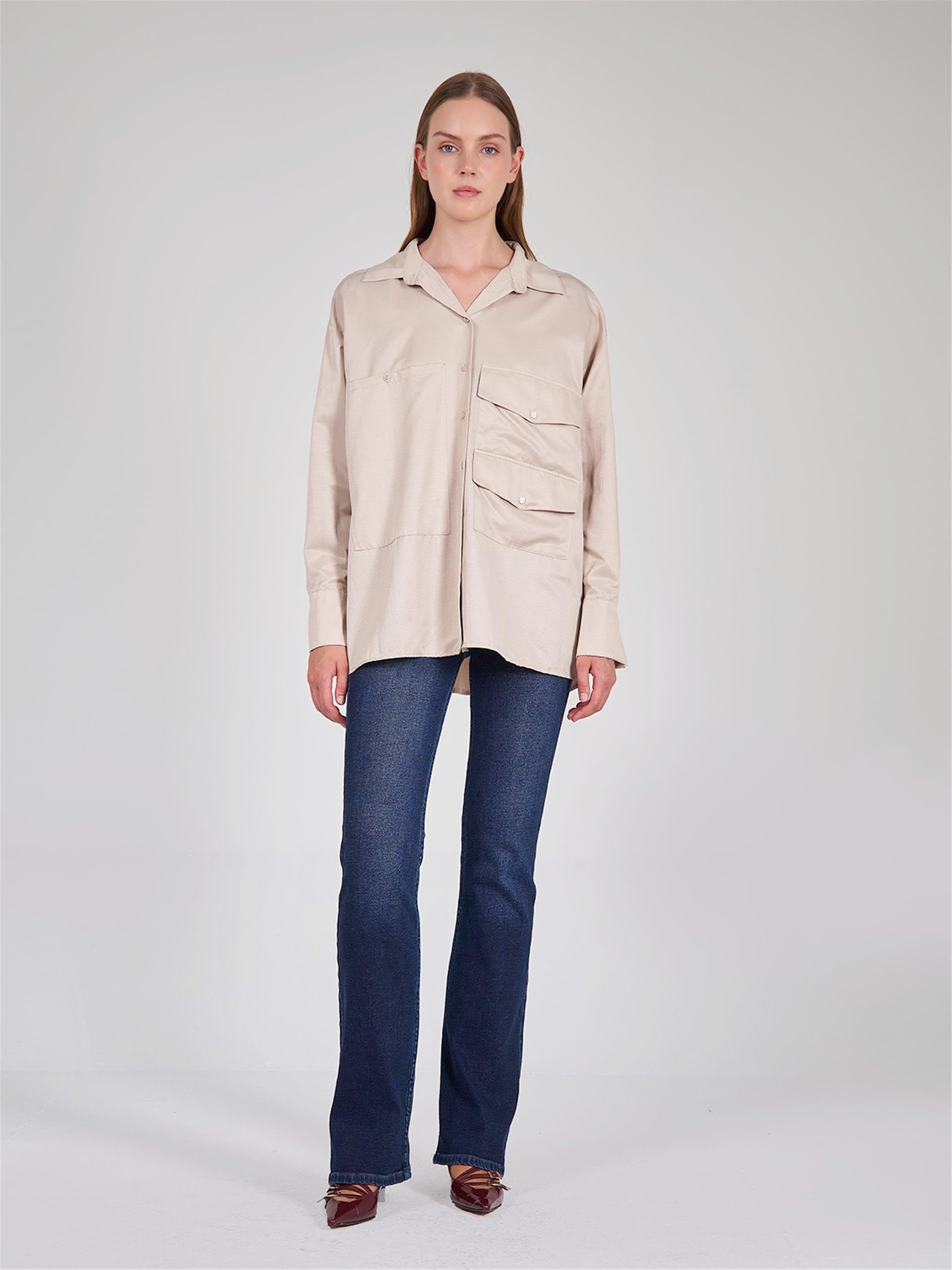 080523 OVERSIZED SHIRT WITH BIG DOUBLE POCKET DETAIL