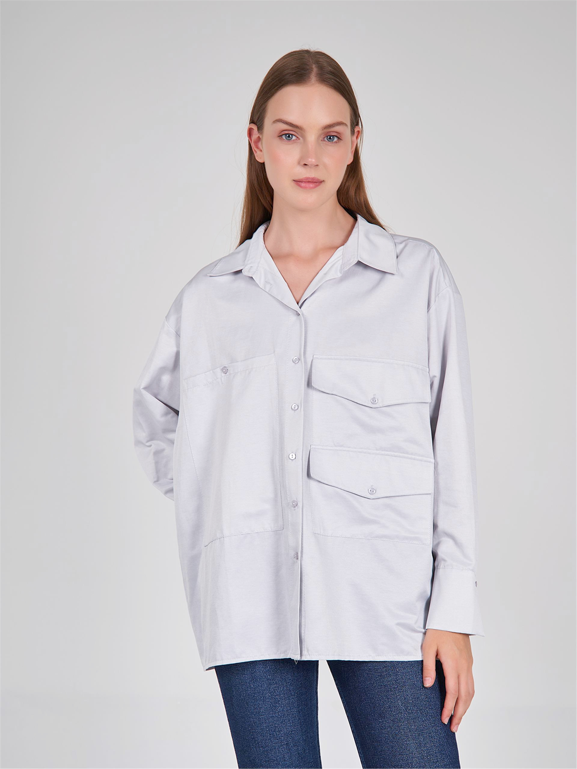 080523 OVERSIZED SHIRT WITH BIG DOUBLE POCKET DETAIL