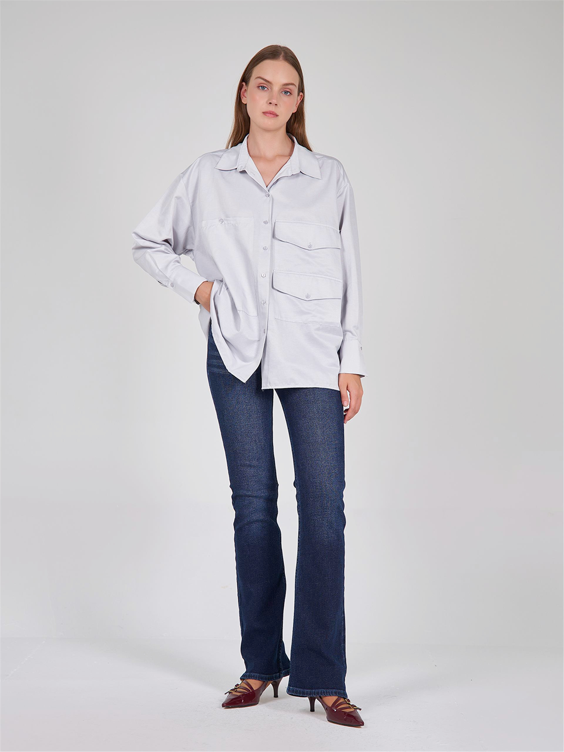 080523 OVERSIZED SHIRT WITH BIG DOUBLE POCKET DETAIL
