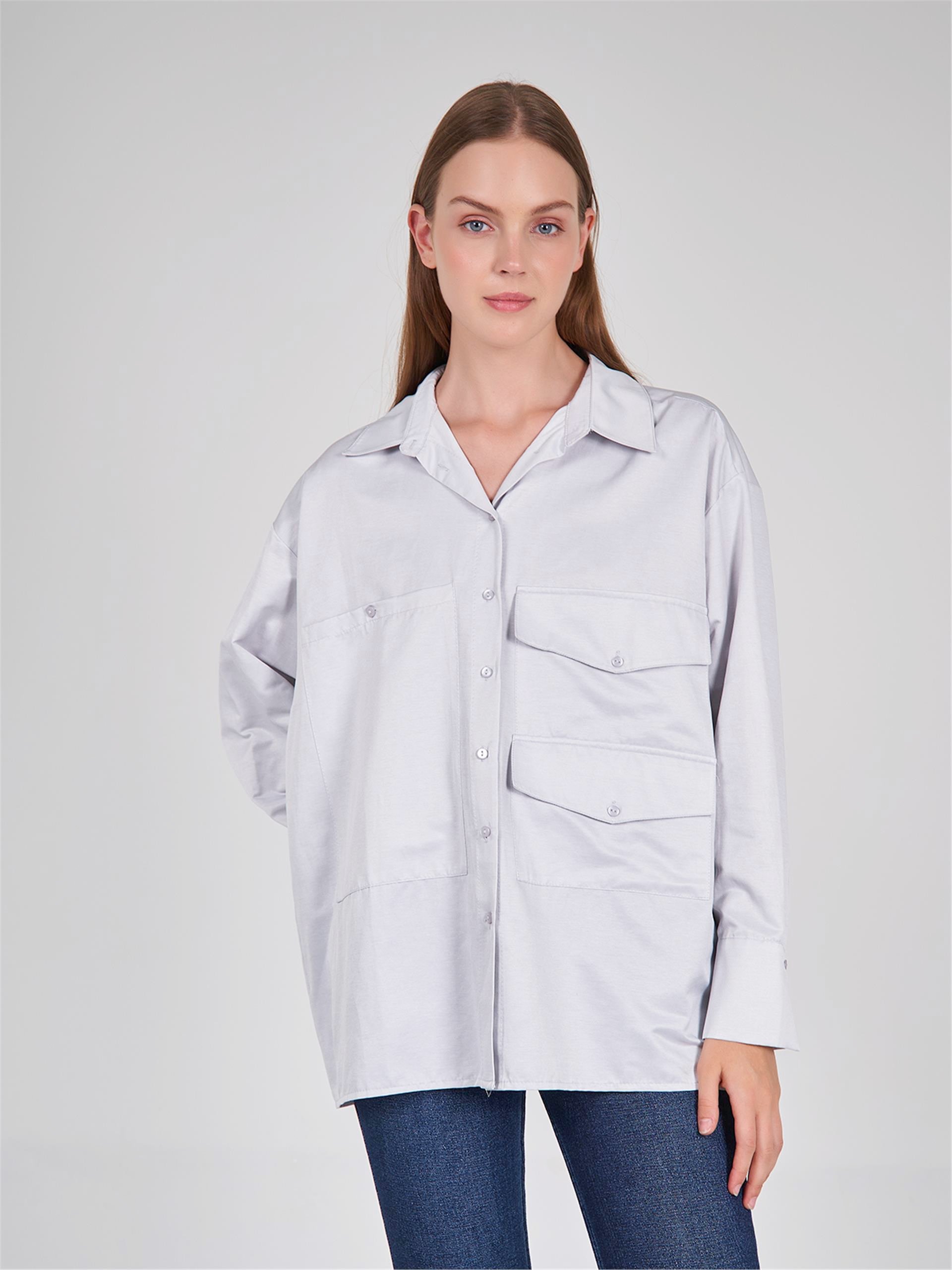 080523 OVERSIZED SHIRT WITH BIG DOUBLE POCKET DETAIL