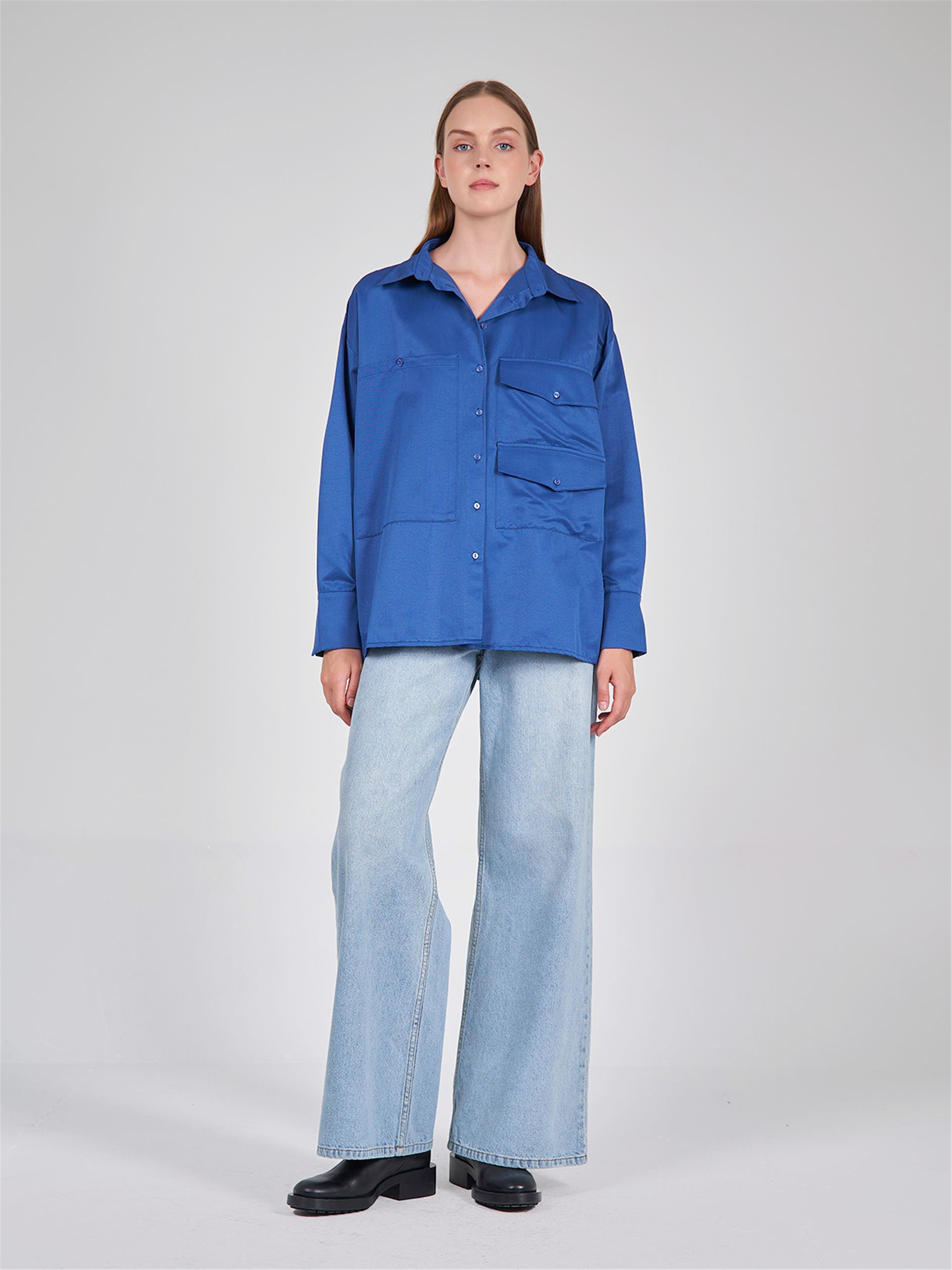 080523 OVERSIZED SHIRT WITH BIG DOUBLE POCKET DETAIL