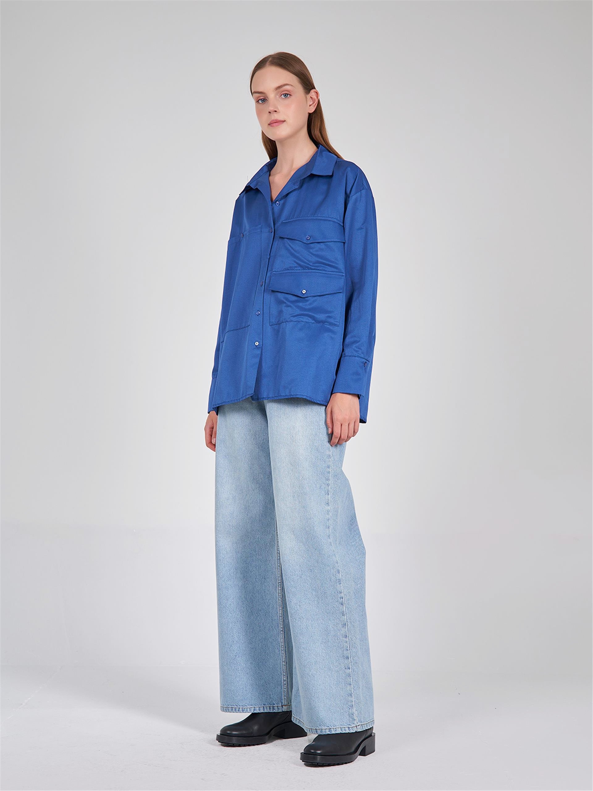 080523 OVERSIZED SHIRT WITH BIG DOUBLE POCKET DETAIL