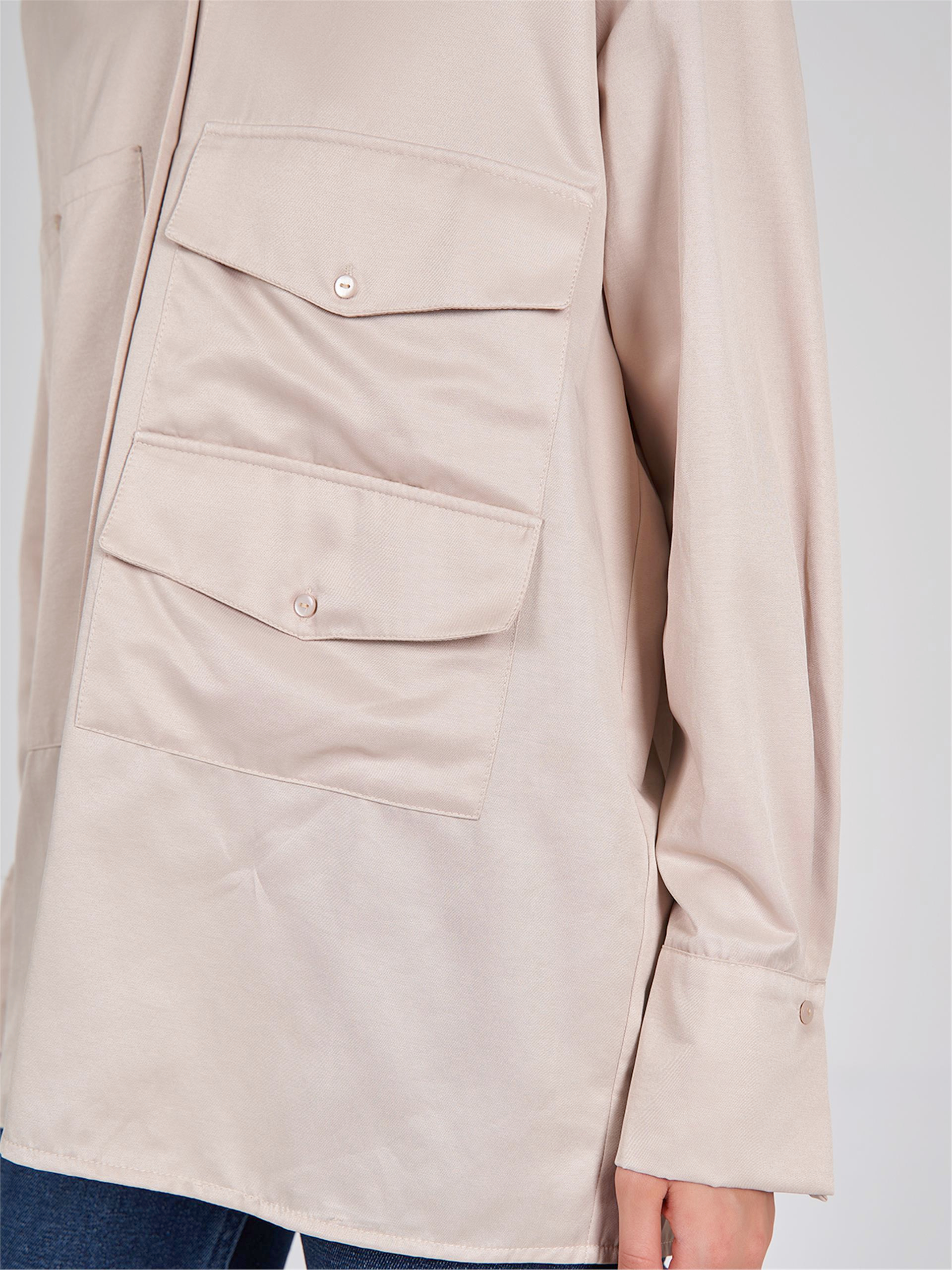 080523 OVERSIZED SHIRT WITH BIG DOUBLE POCKET DETAIL