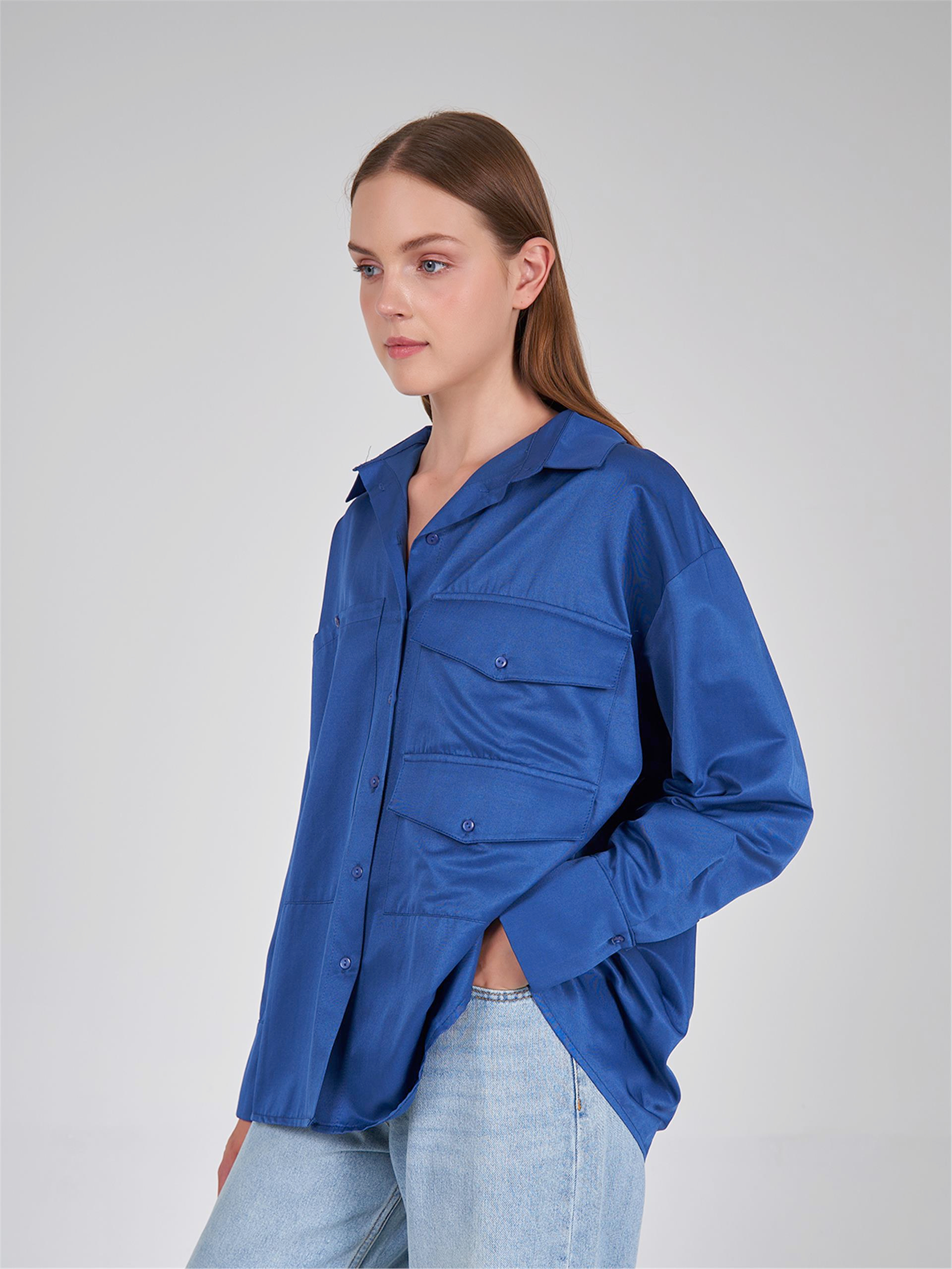 080523 OVERSIZED SHIRT WITH BIG DOUBLE POCKET DETAIL