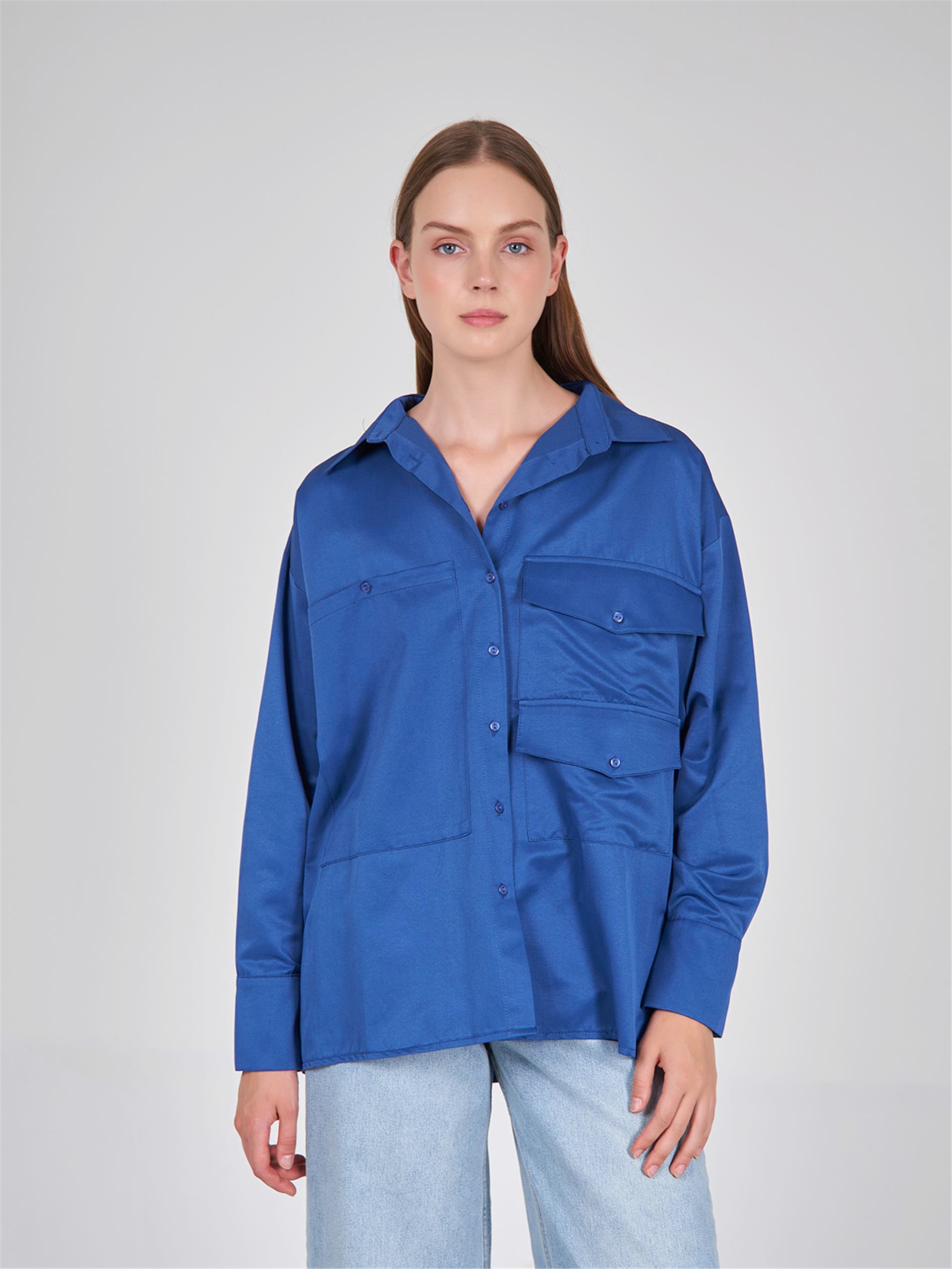 080523 OVERSIZED SHIRT WITH BIG DOUBLE POCKET DETAIL