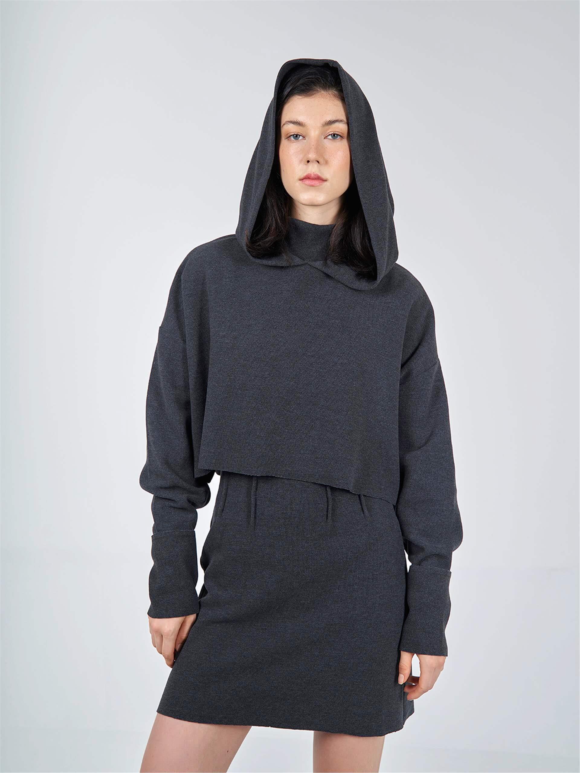 090568 LONG SLEEVE CROP HOODIE