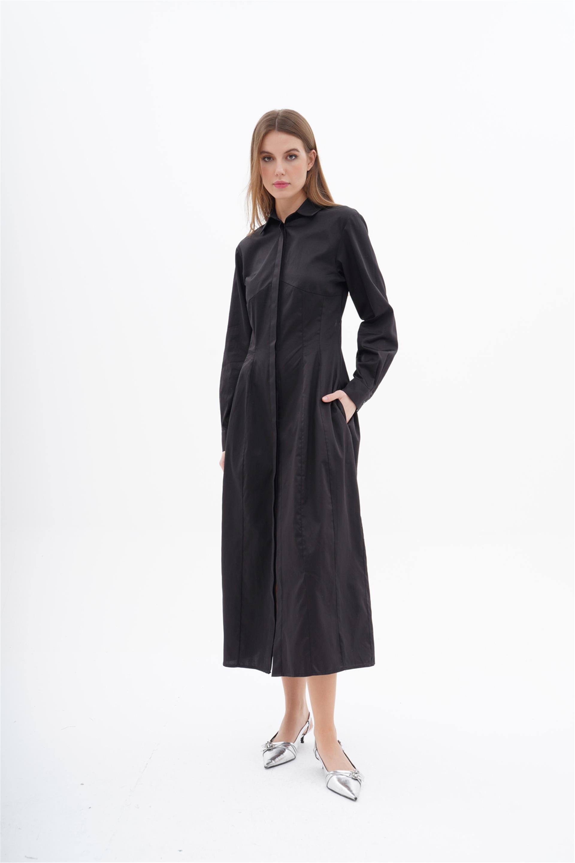 111222 LONG BUTTON UP SHIRT DRESS