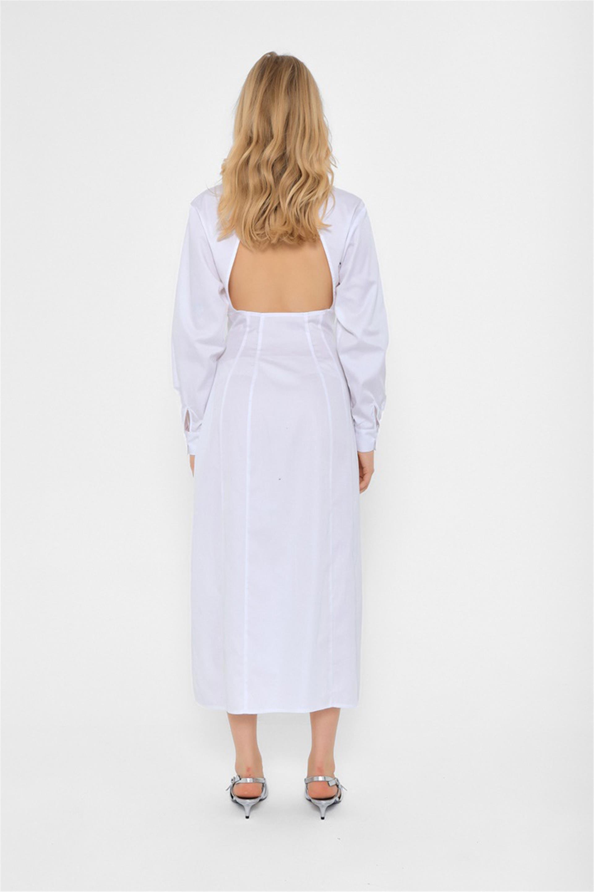 111222 LONG BUTTON UP SHIRT DRESS