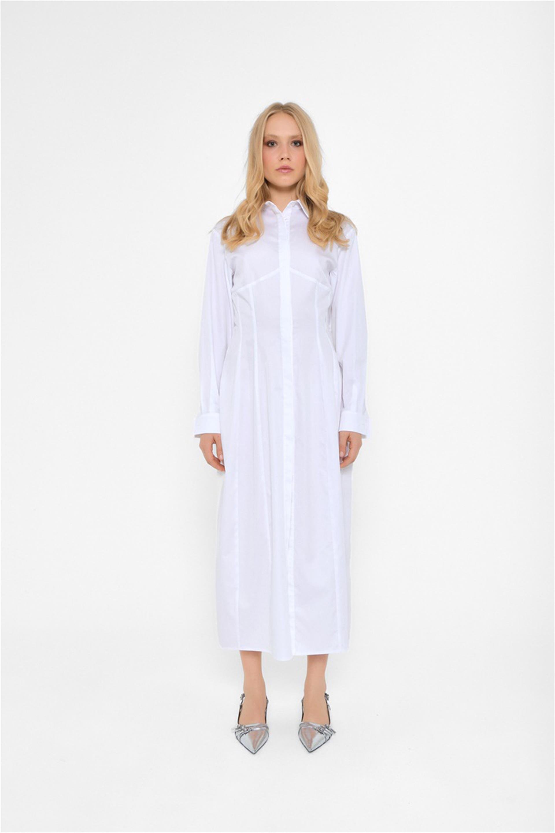 111222 LONG BUTTON UP SHIRT DRESS