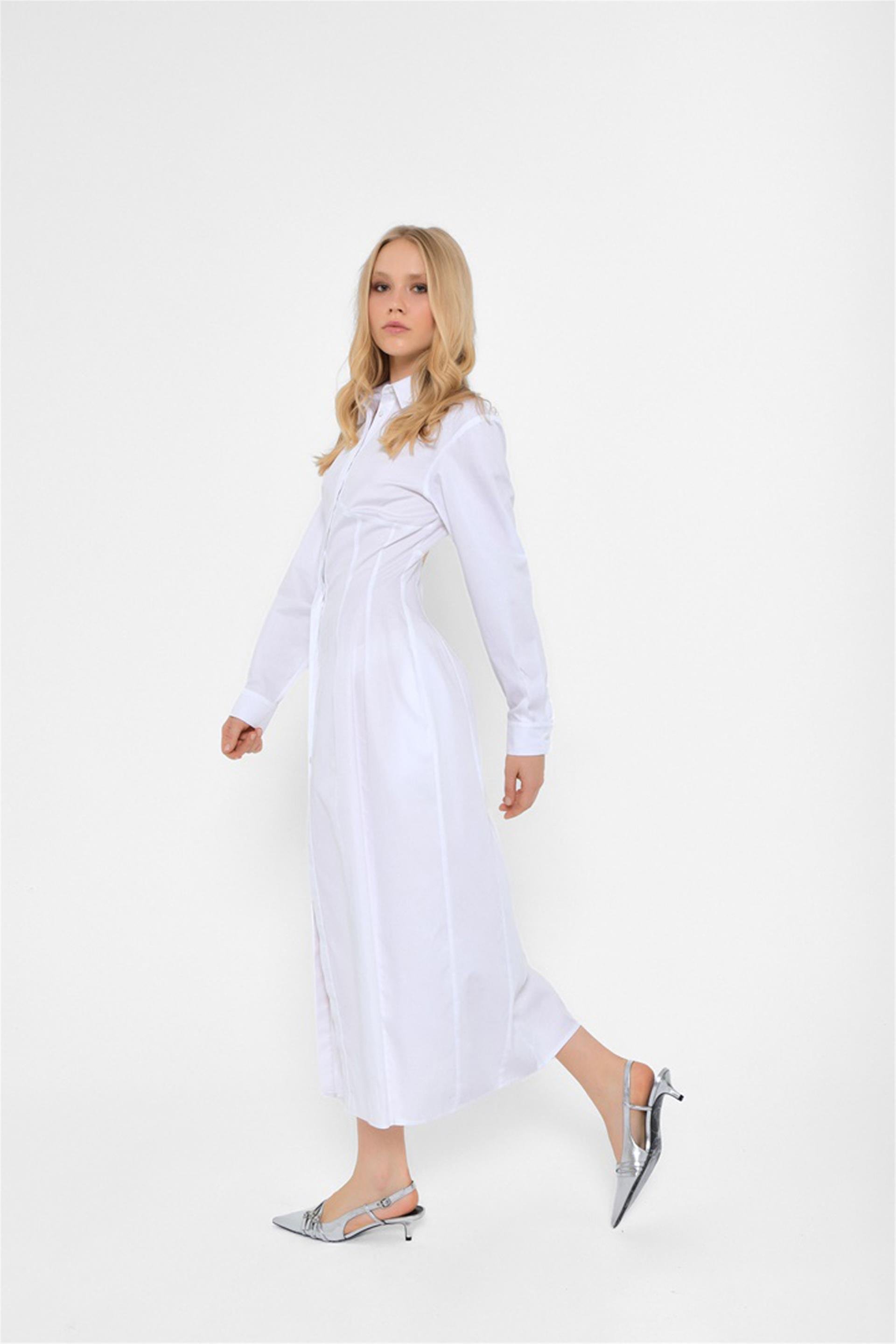 111222 LONG BUTTON UP SHIRT DRESS