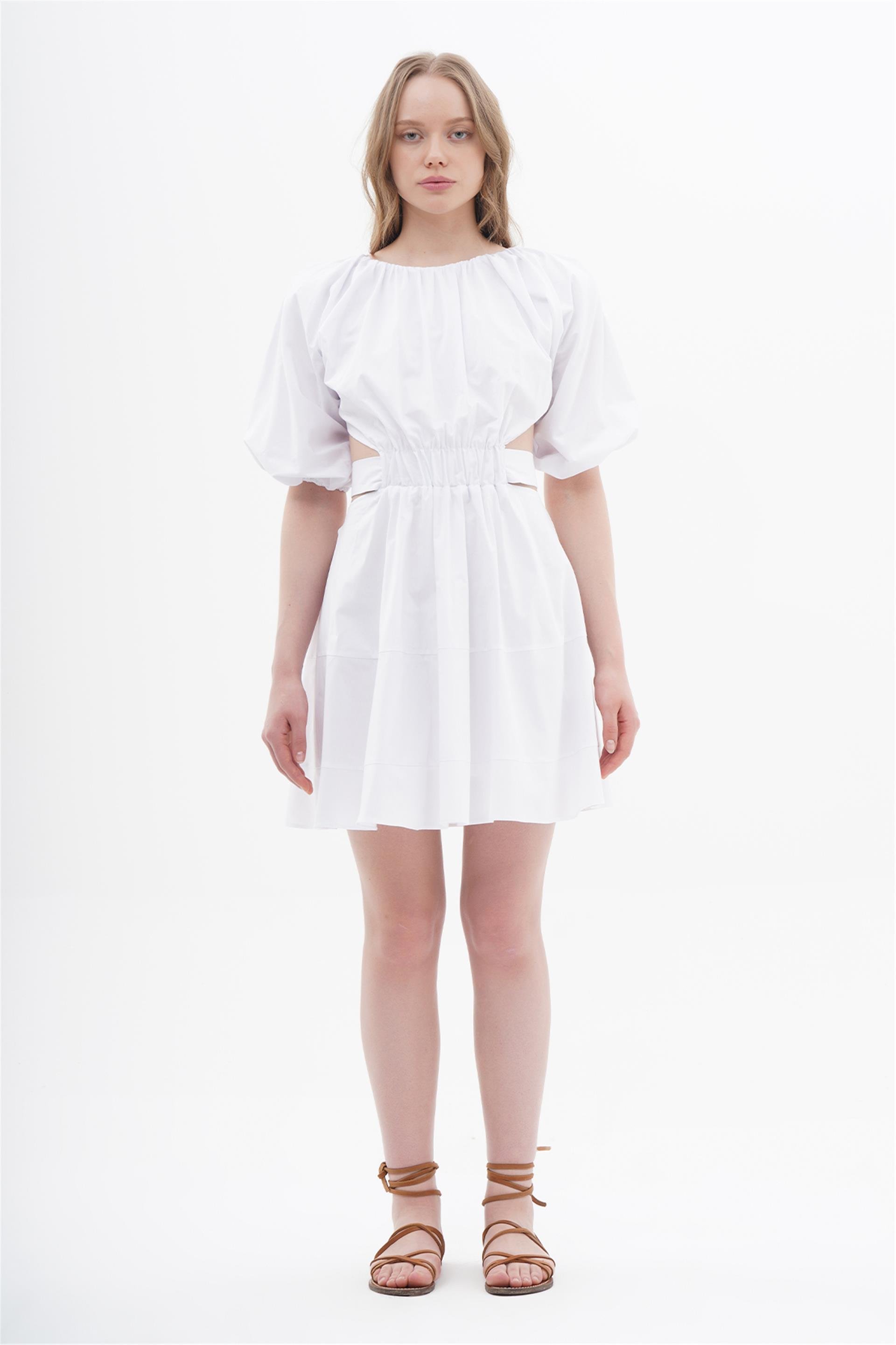 111250 SHIRT DRESS WITH ELASTIC WAISTBAND AND CUT OUTS