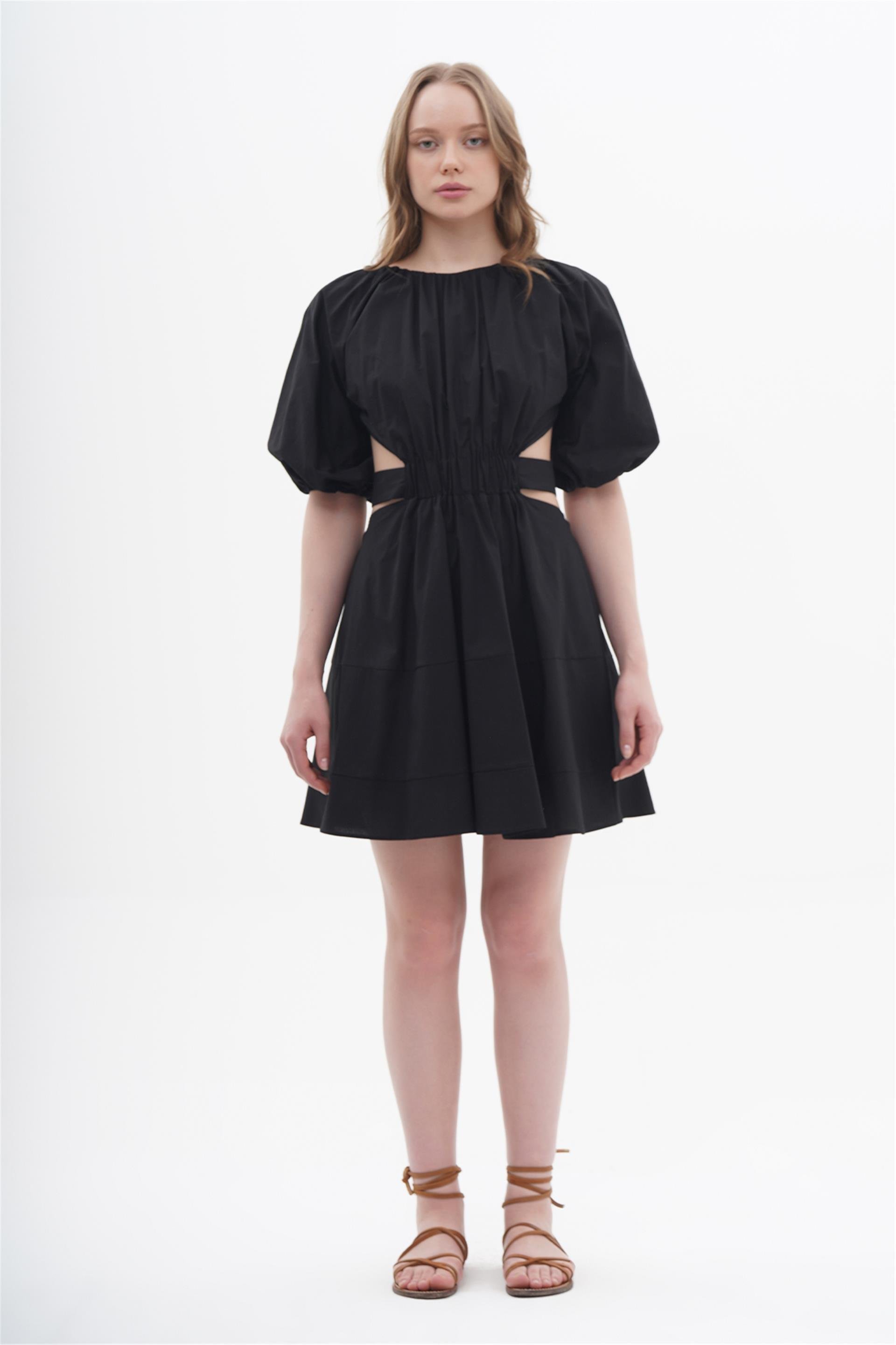 111250 SHIRT DRESS WITH ELASTIC WAISTBAND AND CUT OUTS