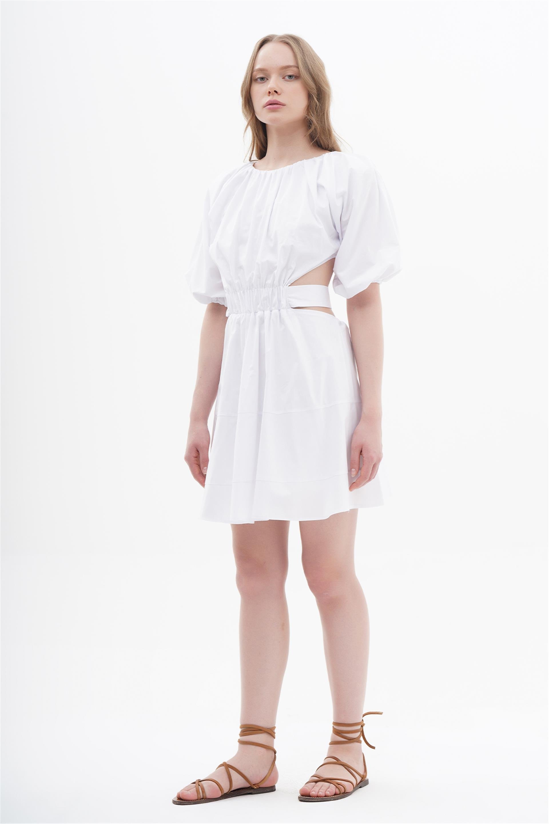 111250 SHIRT DRESS WITH ELASTIC WAISTBAND AND CUT OUTS