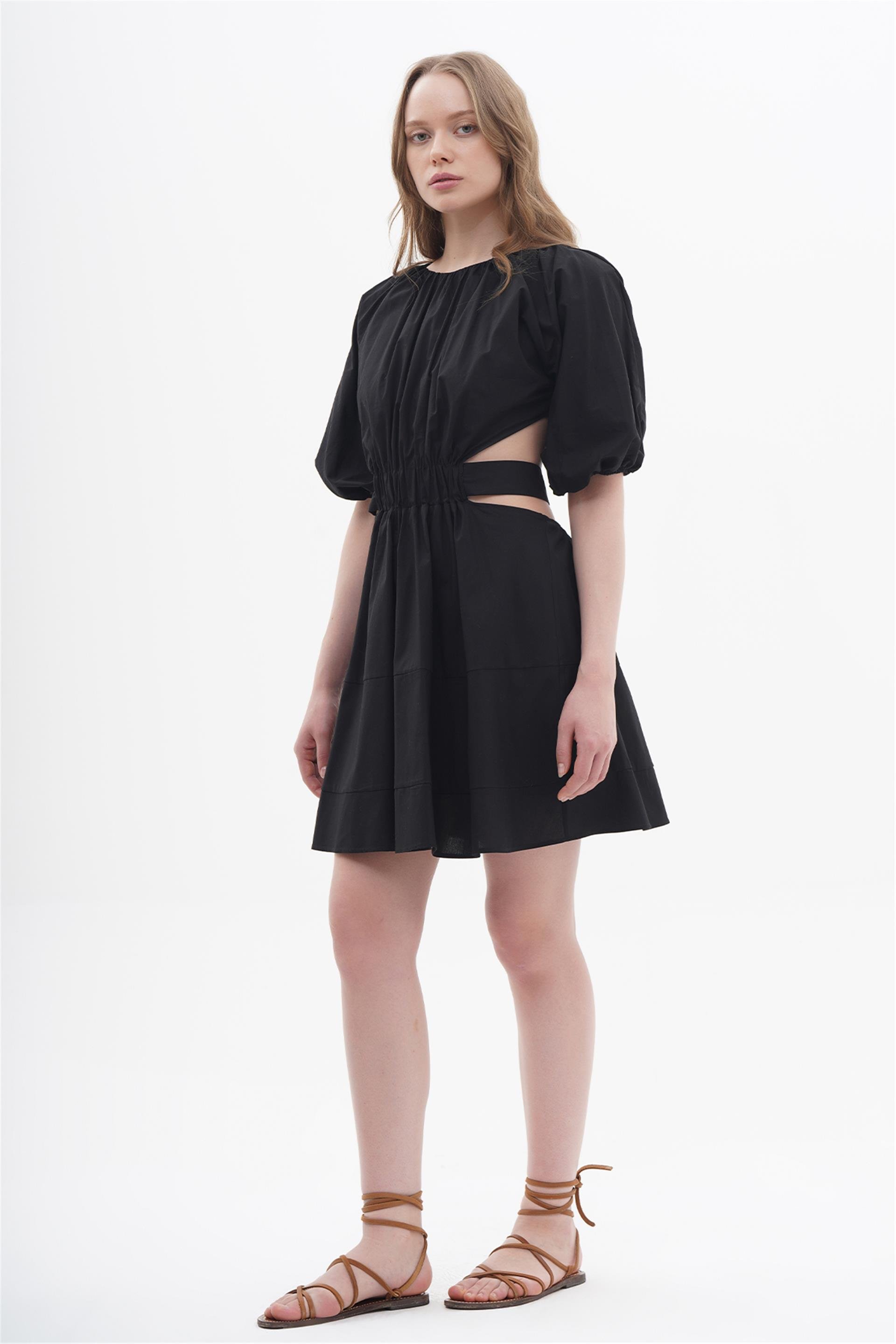 111250 SHIRT DRESS WITH ELASTIC WAISTBAND AND CUT OUTS