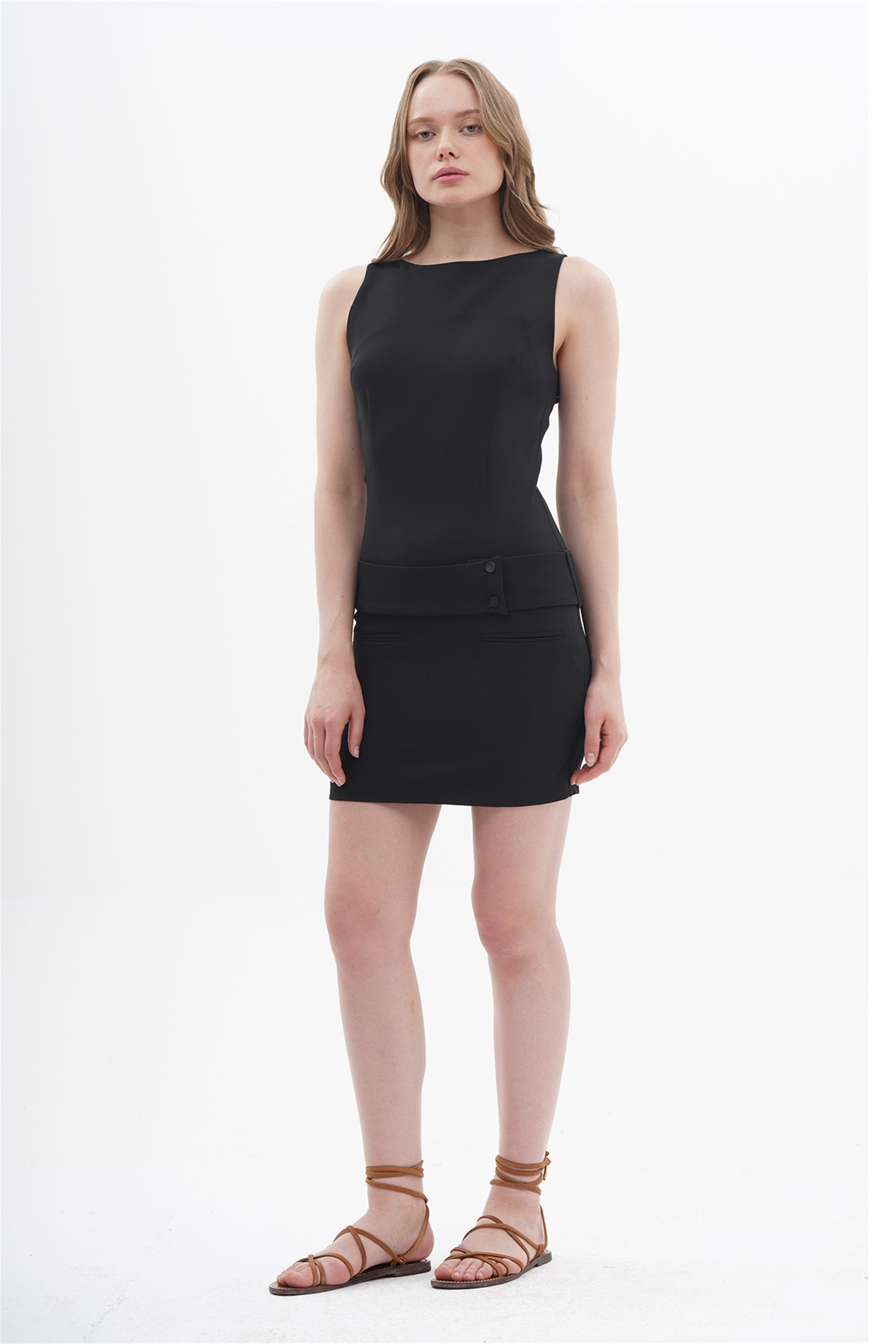 111271 SLEEVELESS MINI DRESS WITH BELT