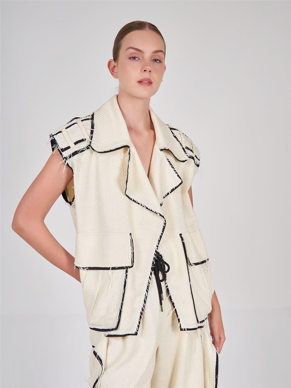 120513 CHANEL FABRIC OVERSIZED VEST WITH DESTROYED EDGES