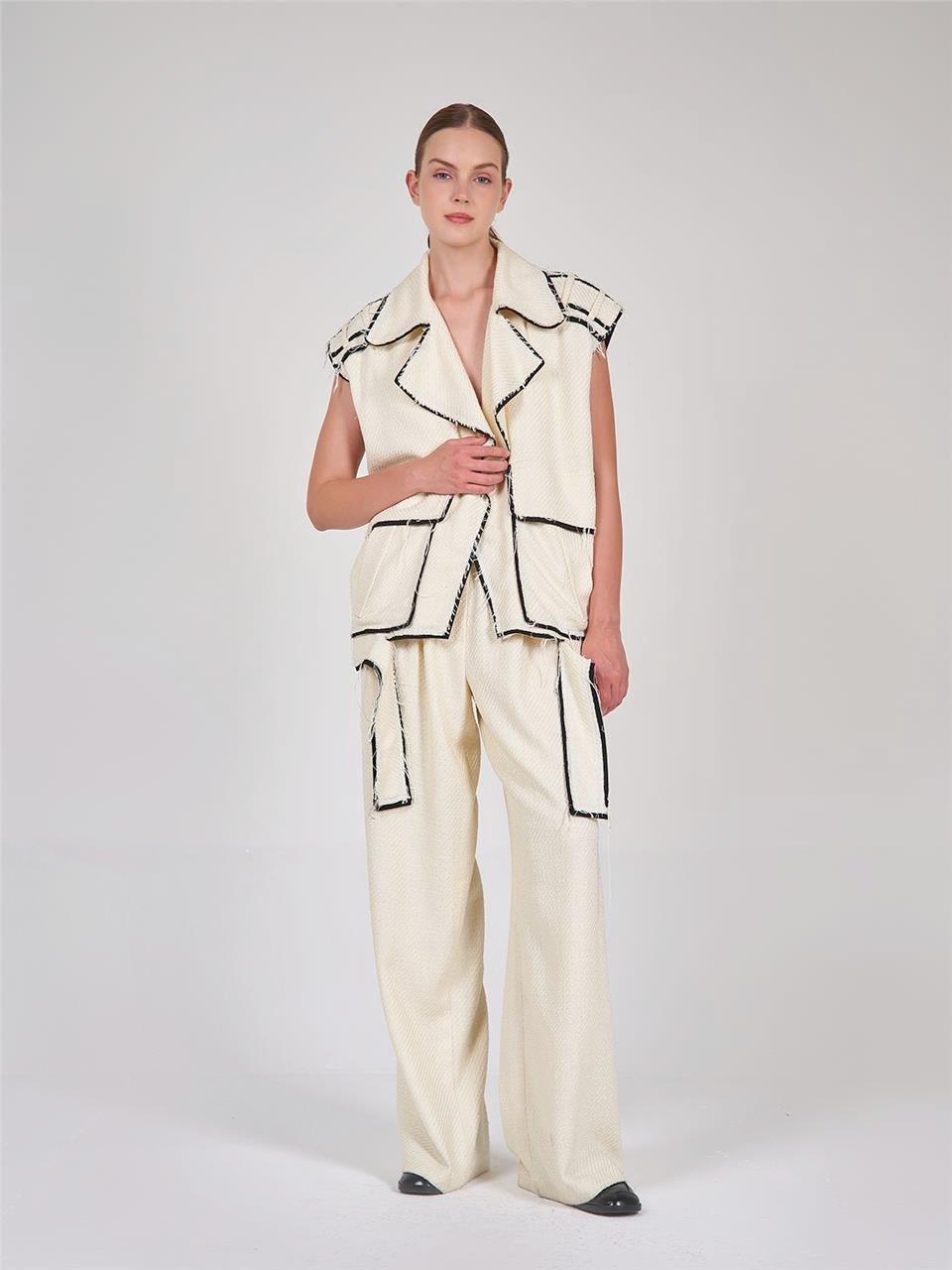 120513 CHANEL FABRIC OVERSIZED VEST WITH DESTROYED EDGES