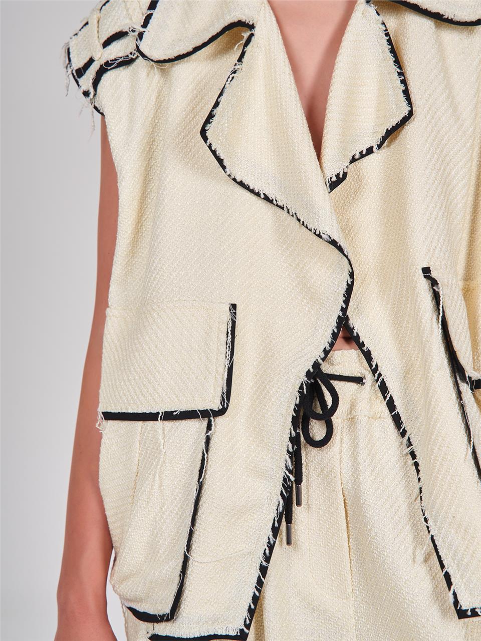 120513 CHANEL FABRIC OVERSIZED VEST WITH DESTROYED EDGES