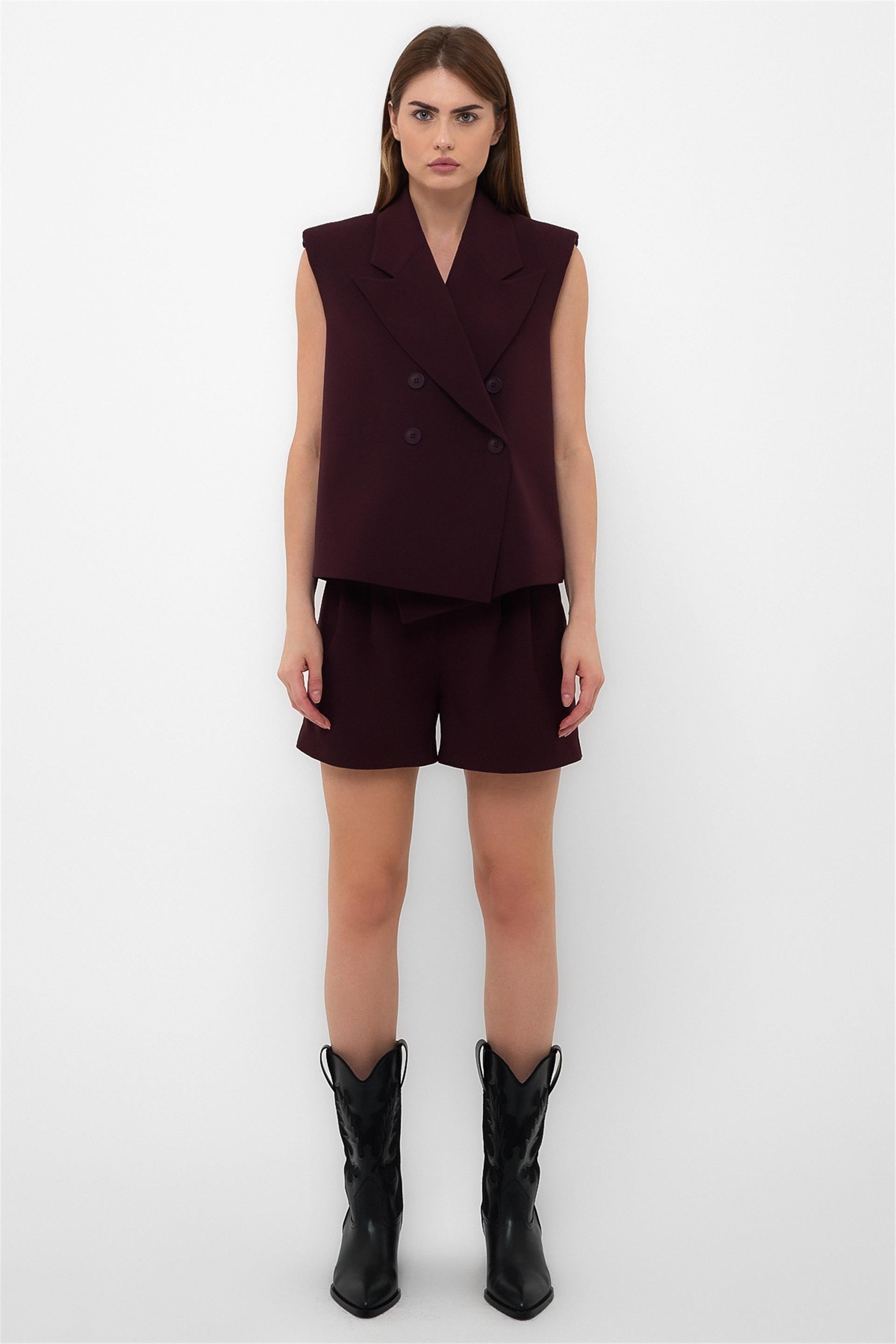 120514 ASYMMETRIC HEM OVERSIZE DOUBLE BREASTED VEST