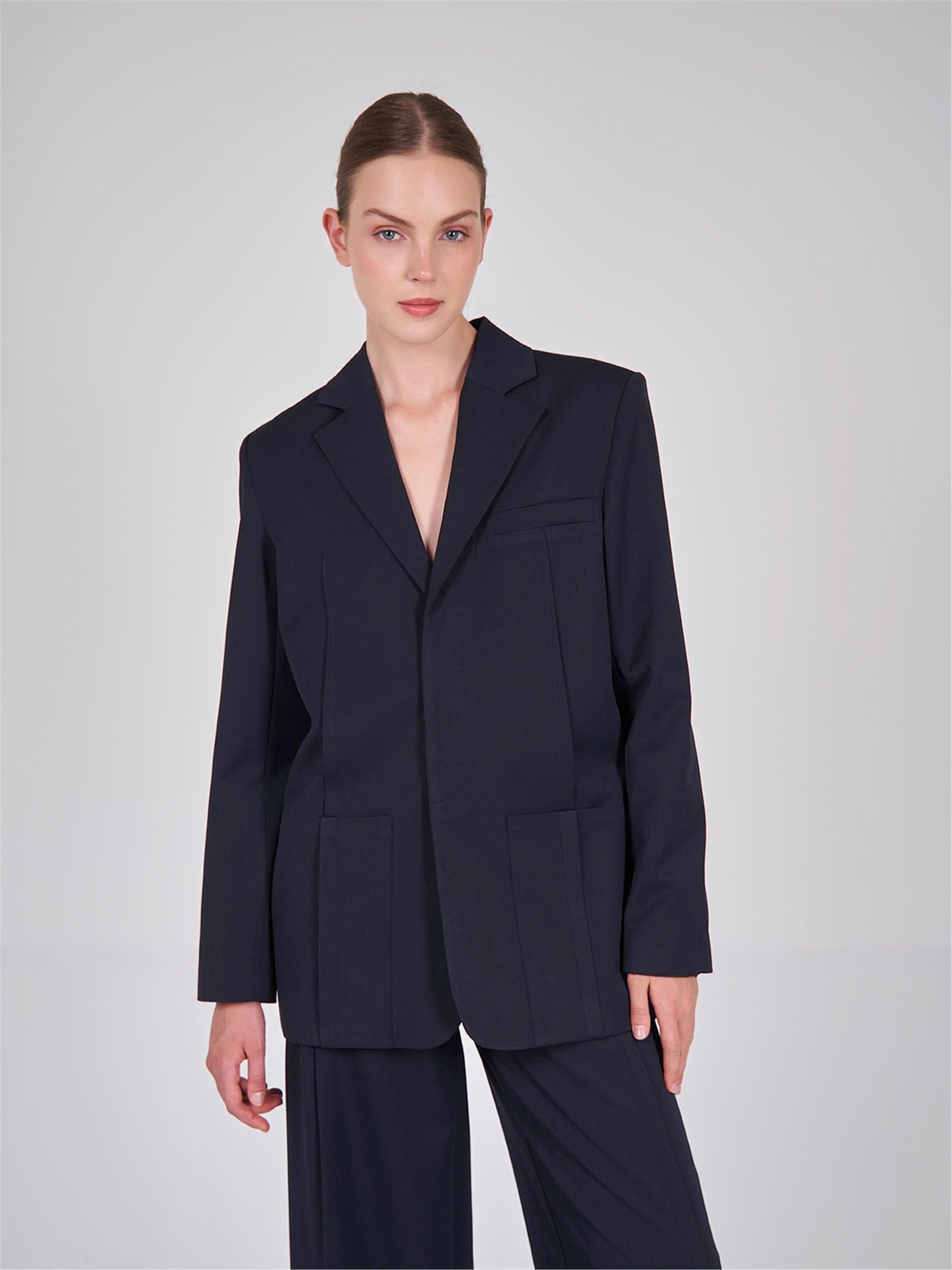 130803 LONG BLAZER WITH SEAM DETAIL