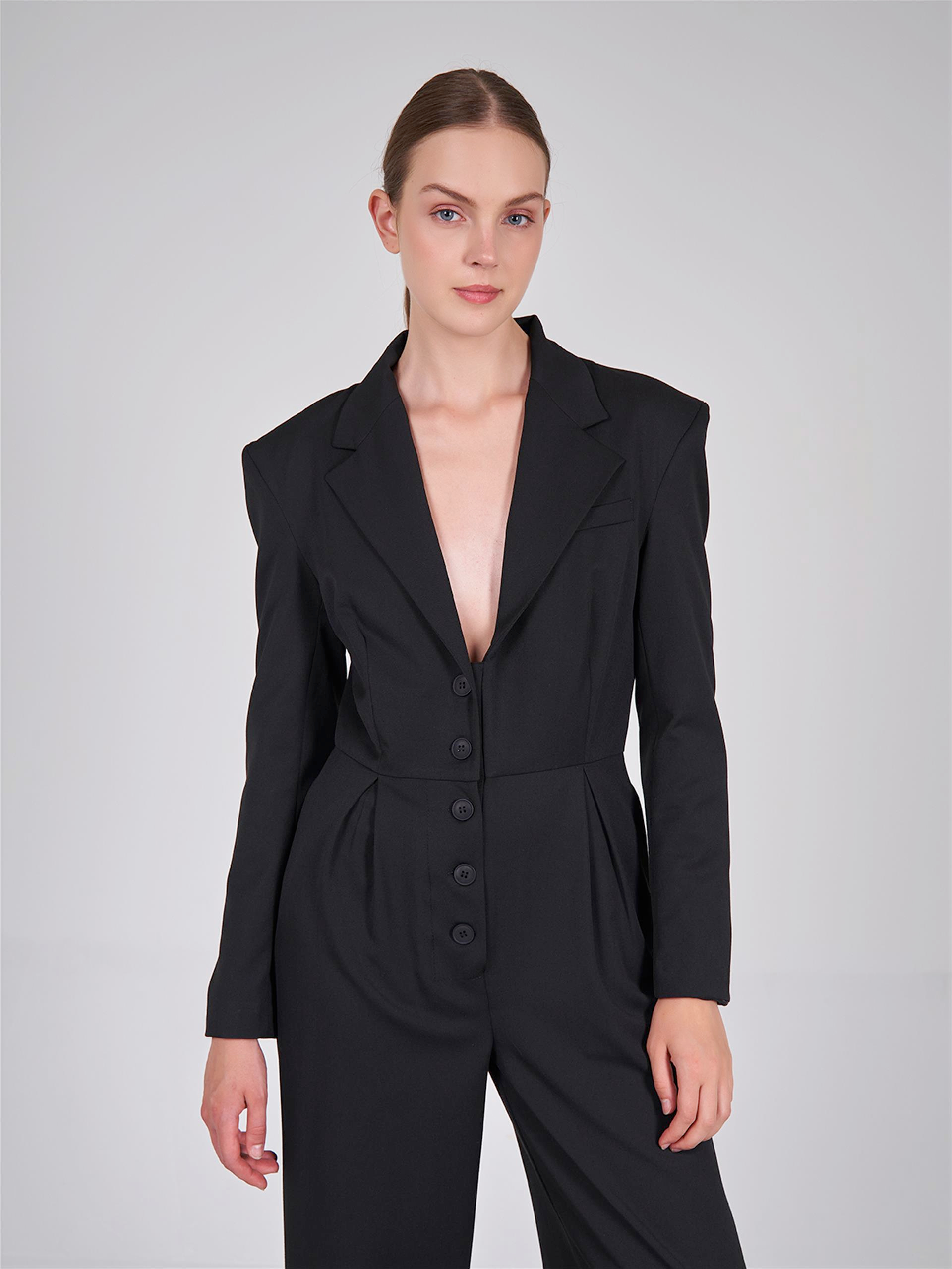 180474 FULL LENGTH BUTTON UP OVERALL WITH SHOULDER PUDDING