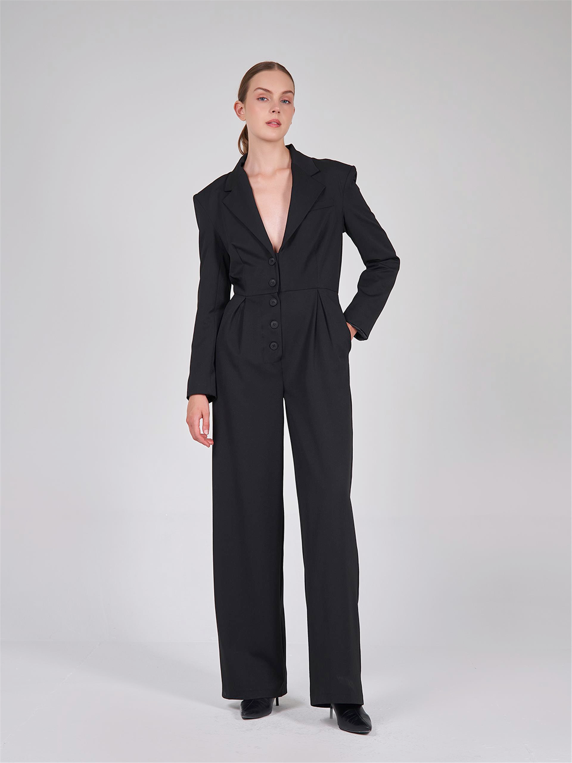 180474 FULL LENGTH BUTTON UP OVERALL WITH SHOULDER PUDDING