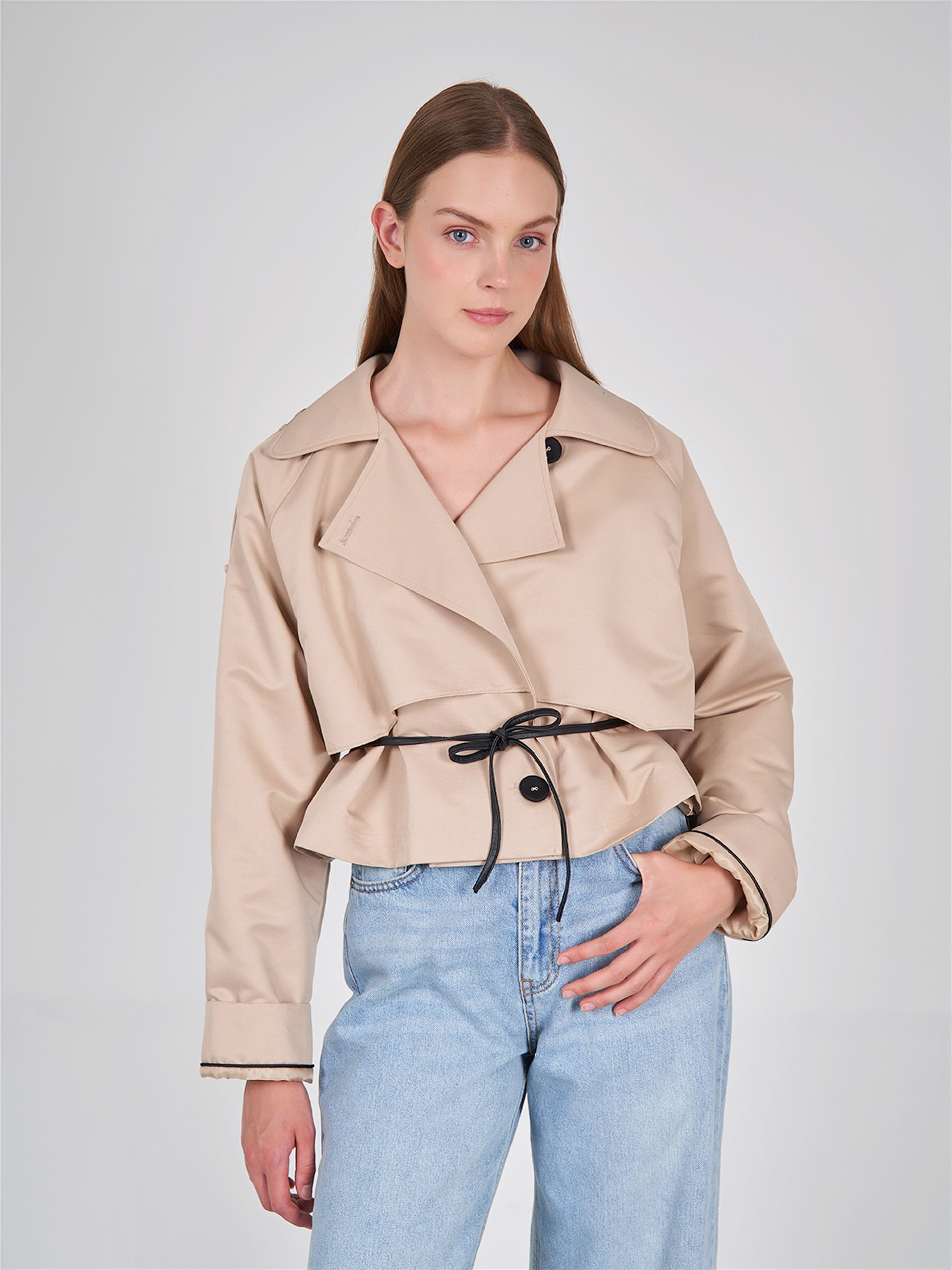 250344 HOODED HIGH COLLAR LONG RAINCOAT