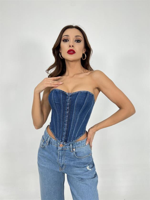 6241 KOT BLUZ-MAVİ