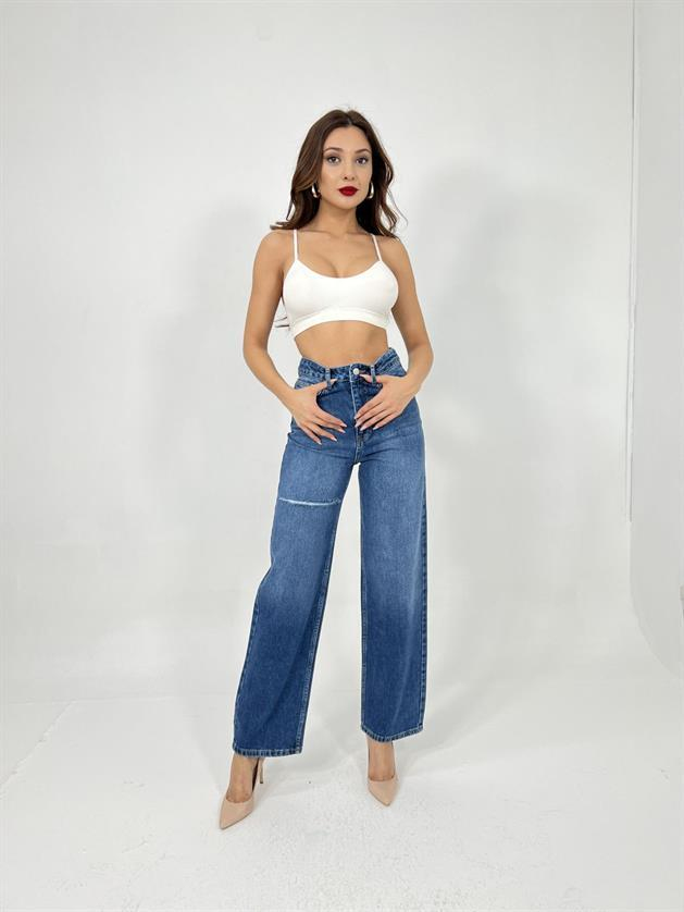 6491 DENİM WIDE LEG-MAVİ