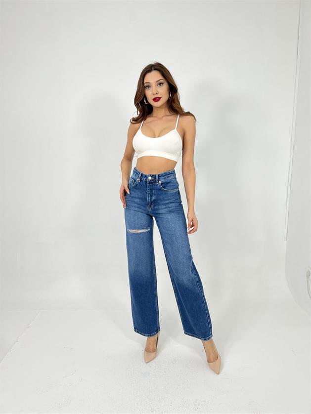 6491 DENİM WIDE LEG-MAVİ