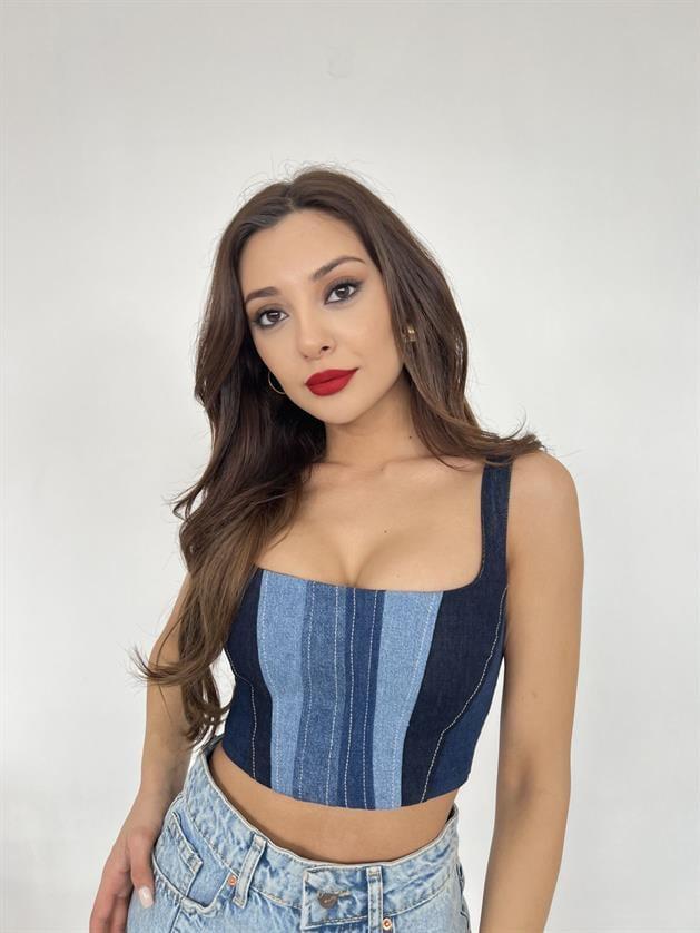 6890 KOT CROP-MAVİ