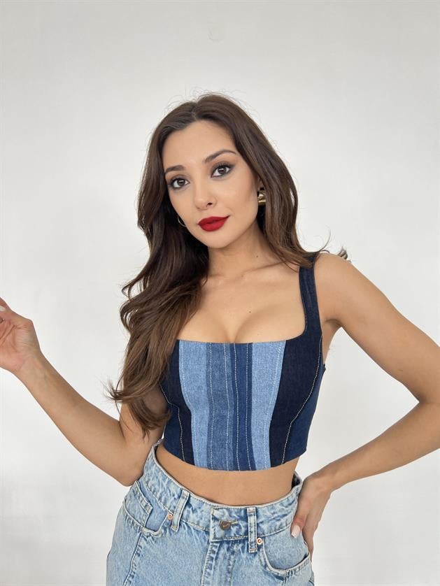 6890 KOT CROP-MAVİ