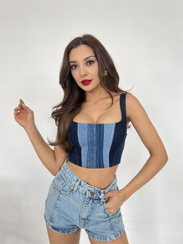 6890 KOT CROP-MAVİ