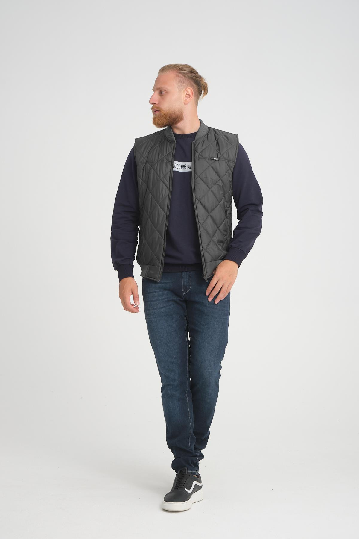 Wholesale Anthracite Diamond Pattern Pilot Vest 3018A