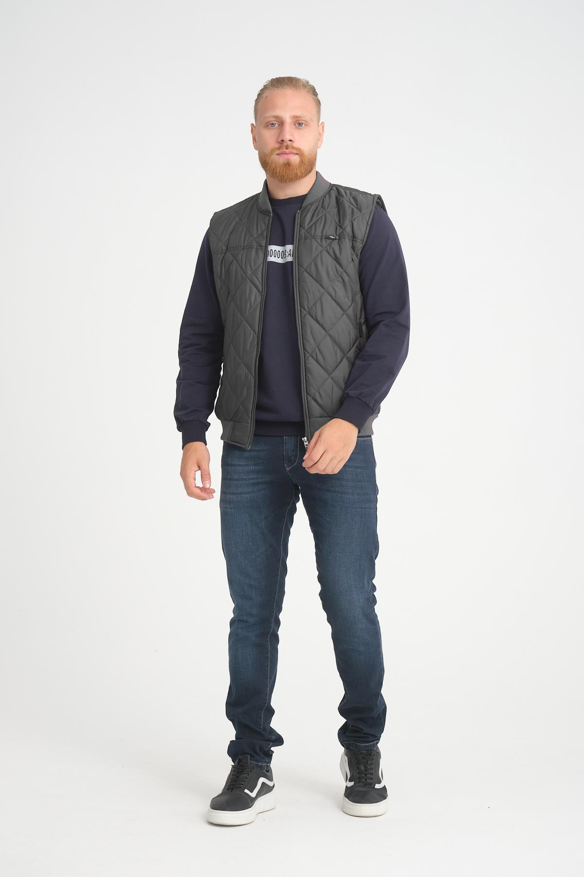 Wholesale Anthracite Diamond Pattern Pilot Vest 3018A