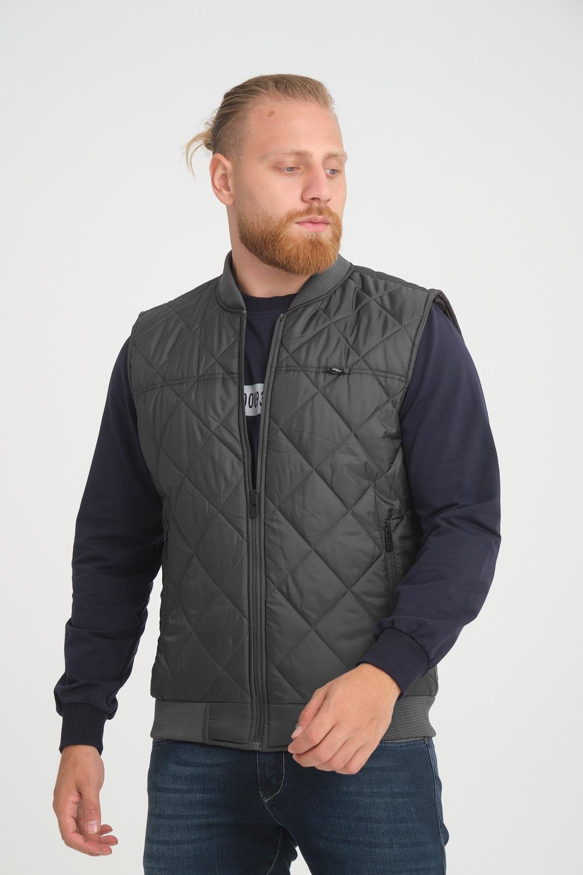 Wholesale Anthracite Diamond Pattern Pilot Vest 3018A
