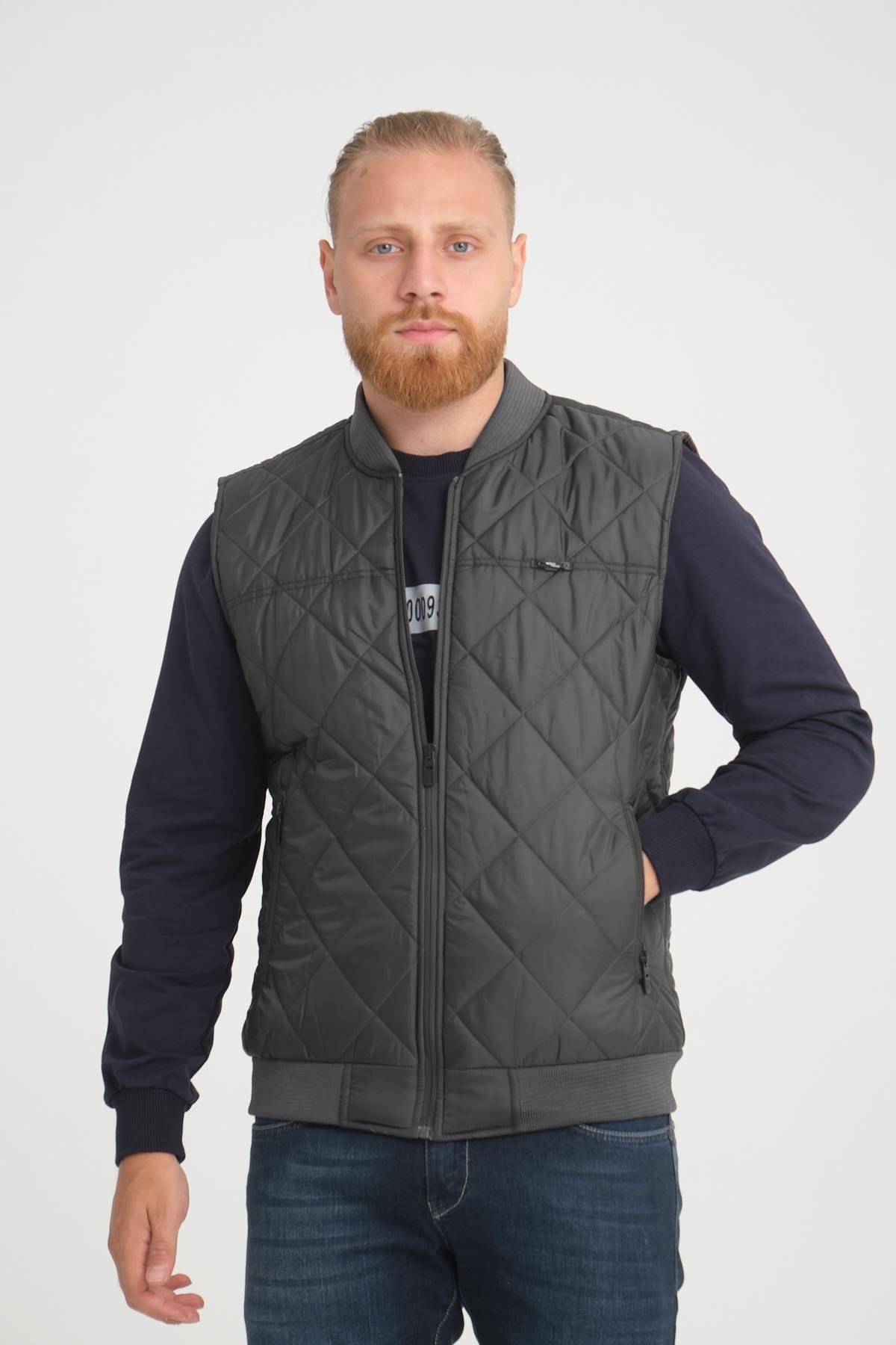 Wholesale Anthracite Diamond Pattern Pilot Vest 3018A