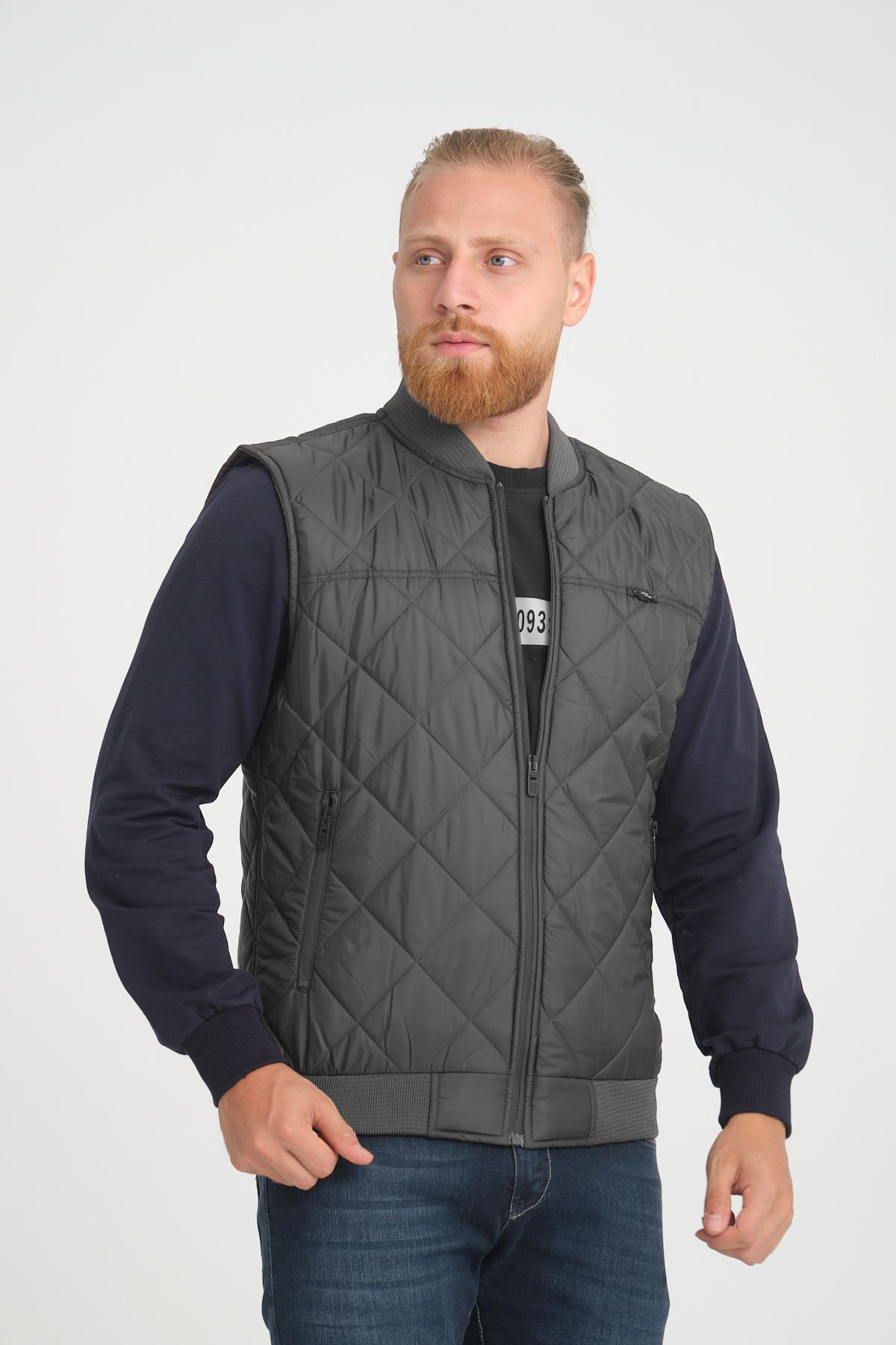 Wholesale Anthracite Diamond Pattern Pilot Vest 3018A